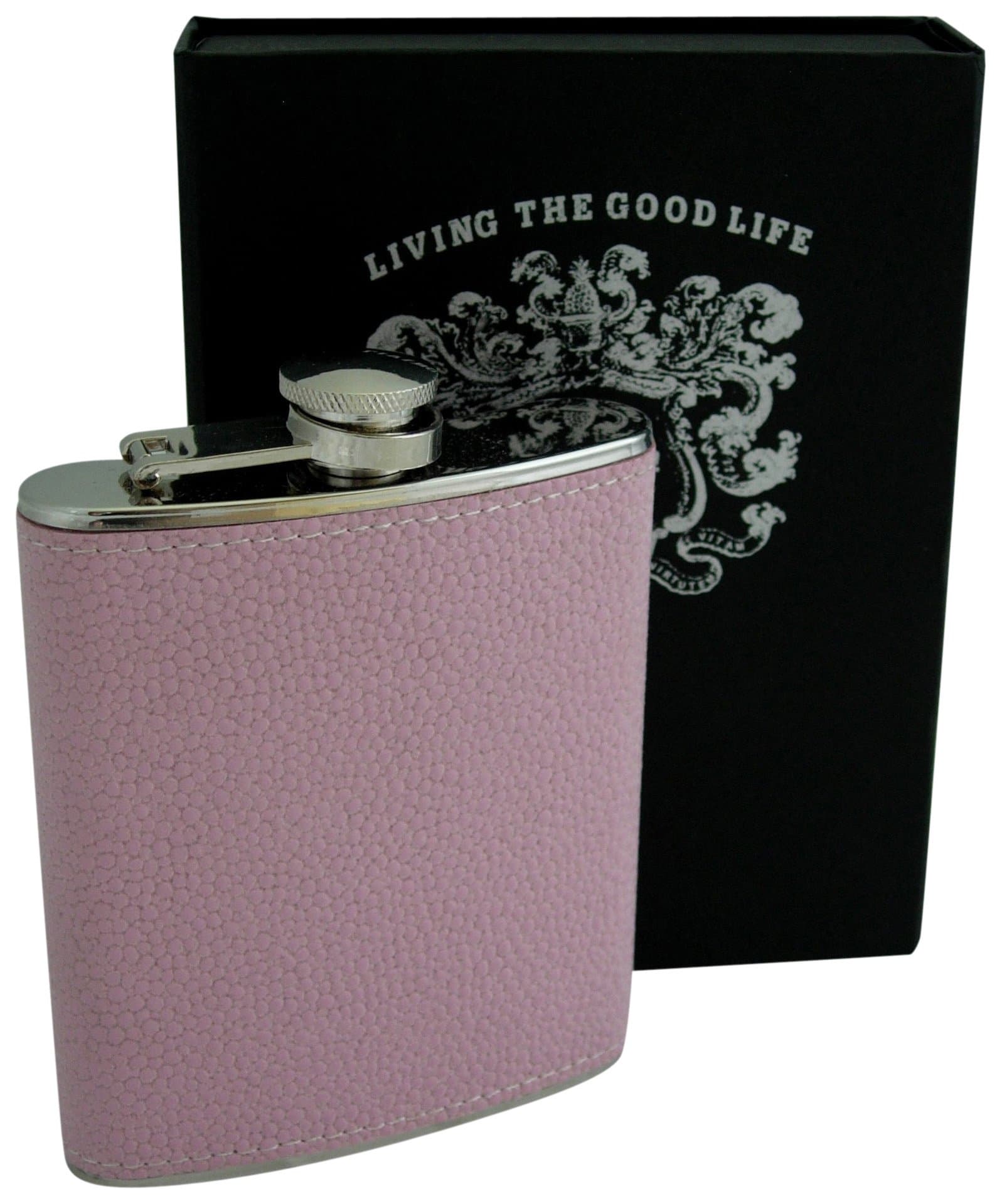 Hot Pink Scotch Grain Stainless Steel Flask (7-Ounce)