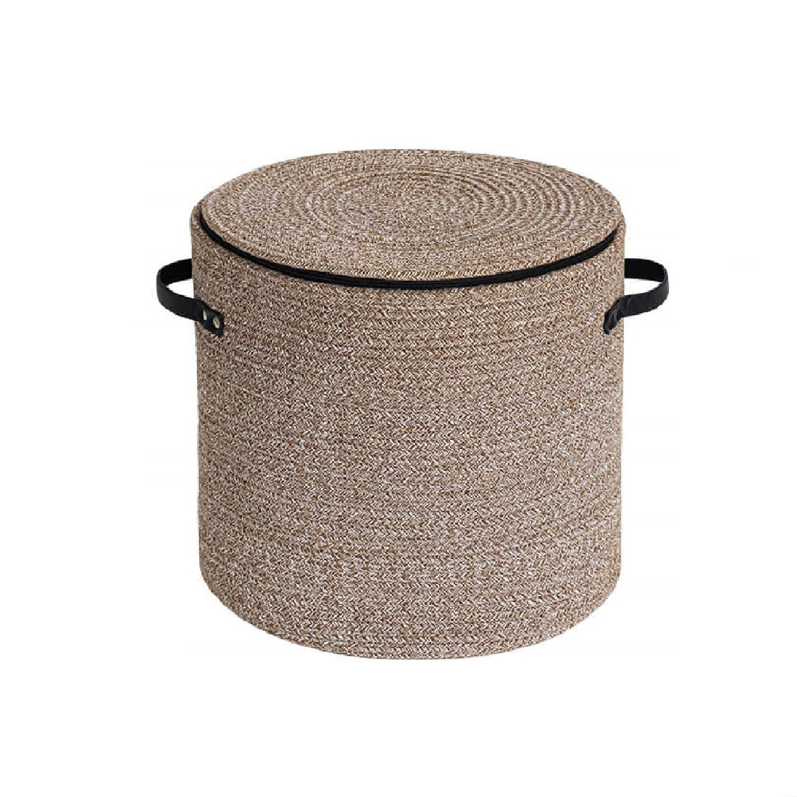 Cotton rope Storage Basket with Zipper cover & Woven baskets with Lid easy to move Multi-Purpose Storage Basket for Living Room, 13 x14 inches(Brown)