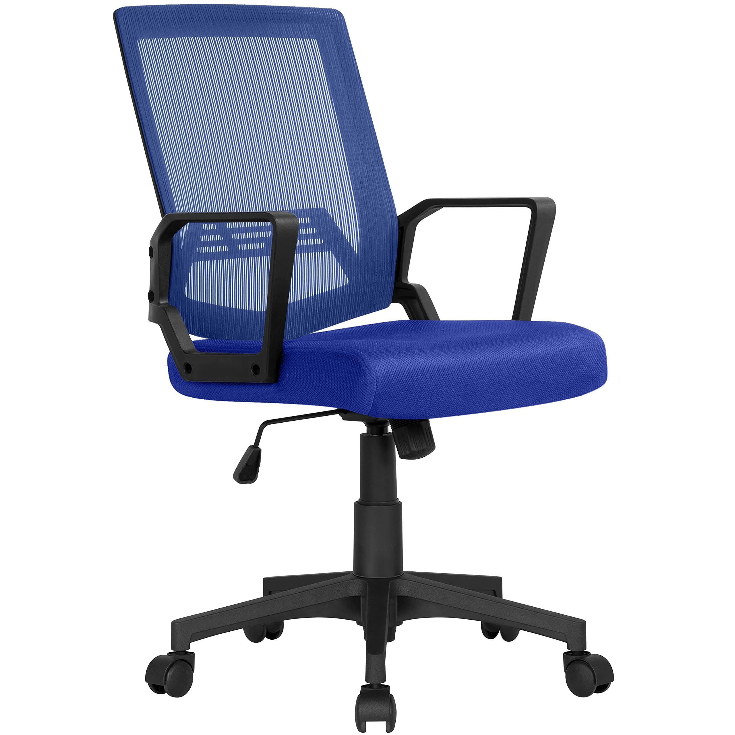Yaheetech Office Chair Adjustable Computer Swivel Chair Comfy Mesh Work Chair with Padded Seat Rolling Wheels and Lumbar Back Support for Home Office Furniture Blue