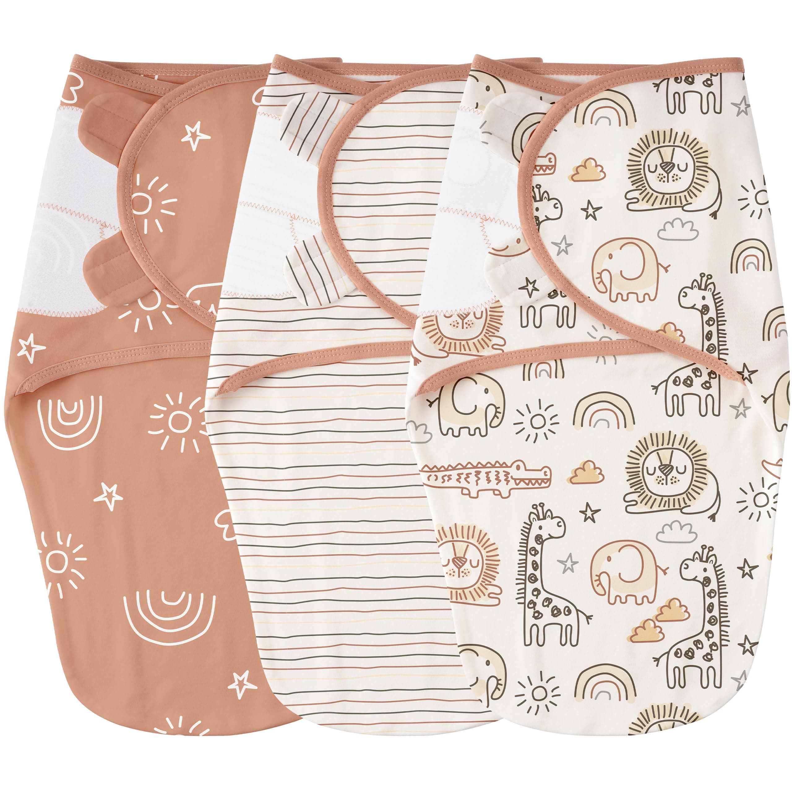Yoofoss Baby Swaddles for Newborns 100% Cotton, Adjustable Swaddle 0-3 Months 3 Pack Newborn Swaddle Sack, Breathable Soft(Small)