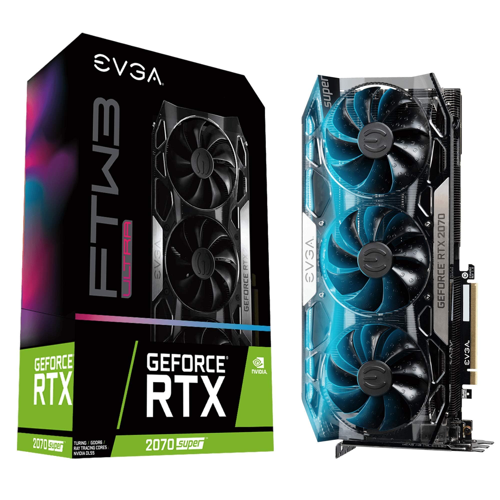 GeForce RTX 2070 Super FTW3 Ultra, Overclocked, 2.75 Slot Extreme Cool Triple + iCX2, 65C Gaming, RGB, Metal Backplate, 8GB GDDR6, 08G-P4-3277-KR