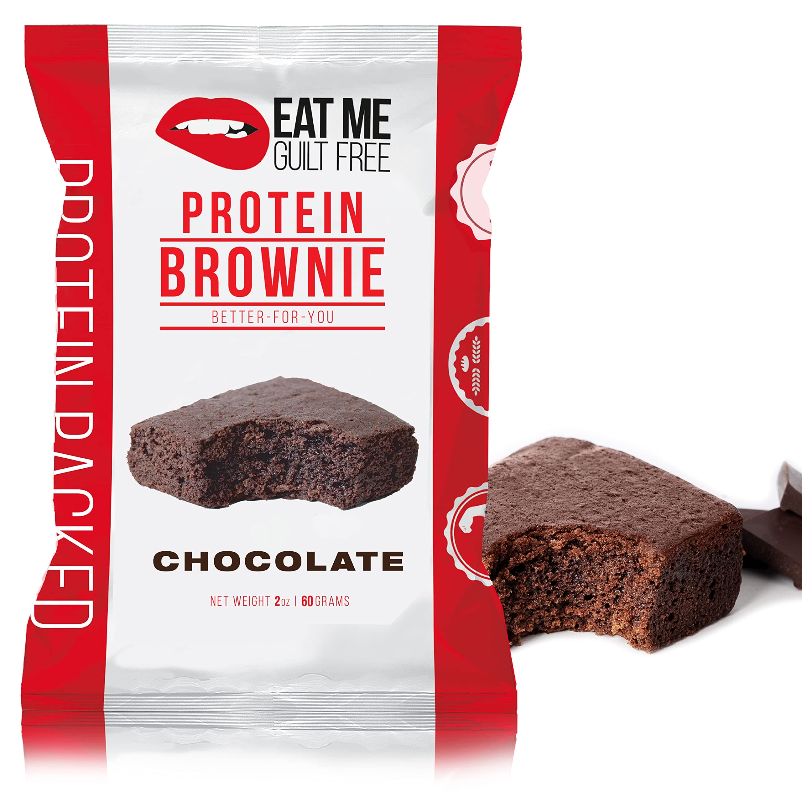 Eat Me Guilt Free Protein Brownie – Low Carb, Low Sugar, Keto-Friendly Brownies – 6 Count, Chocolate Brownie