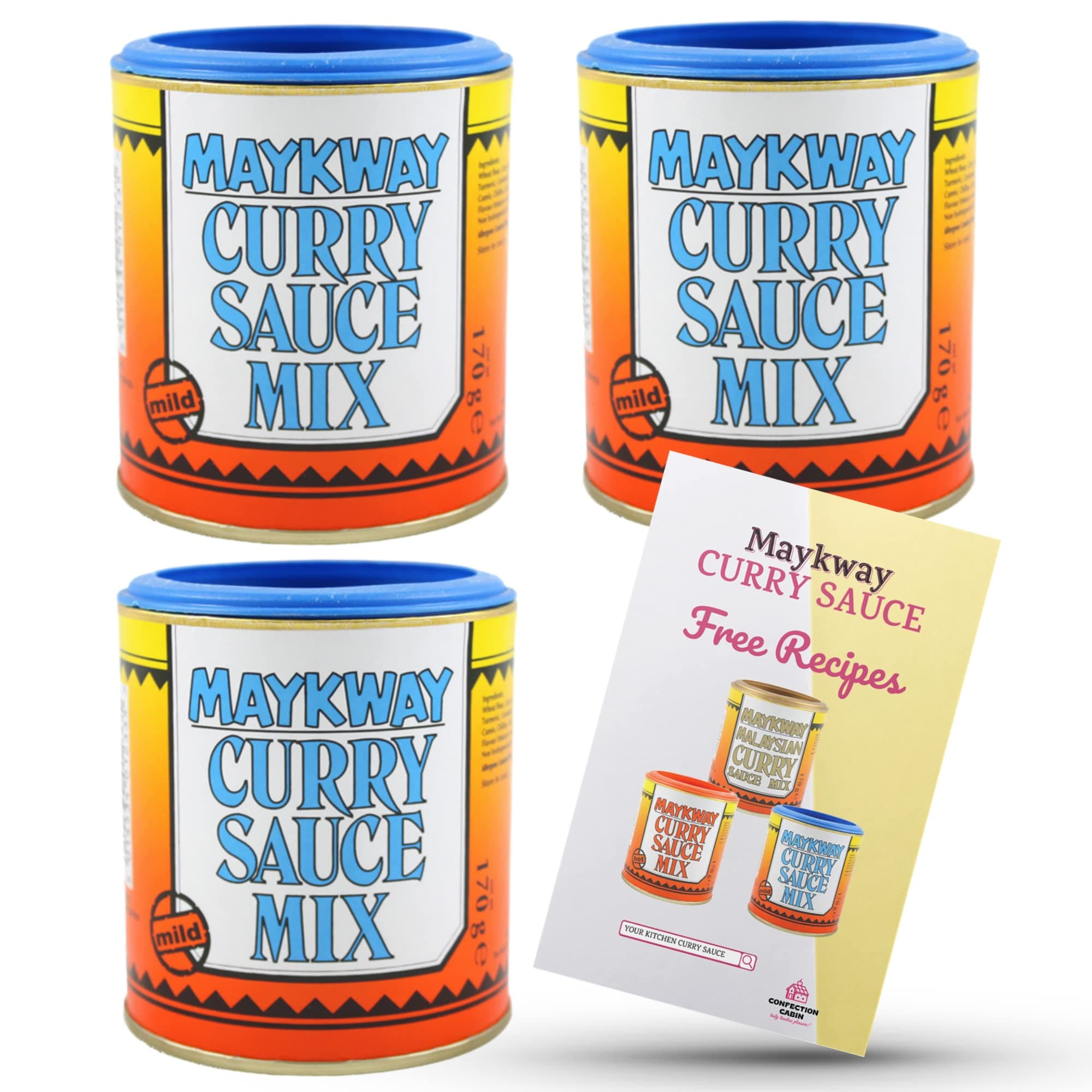 Maykway Curry Sauce Mix Mild Flavour (3x170g) - Easy to Cook Curry Powder for Your Favourite Curry Dishes with Card Recipe | Curry Mix Suitable for Vegetarians
