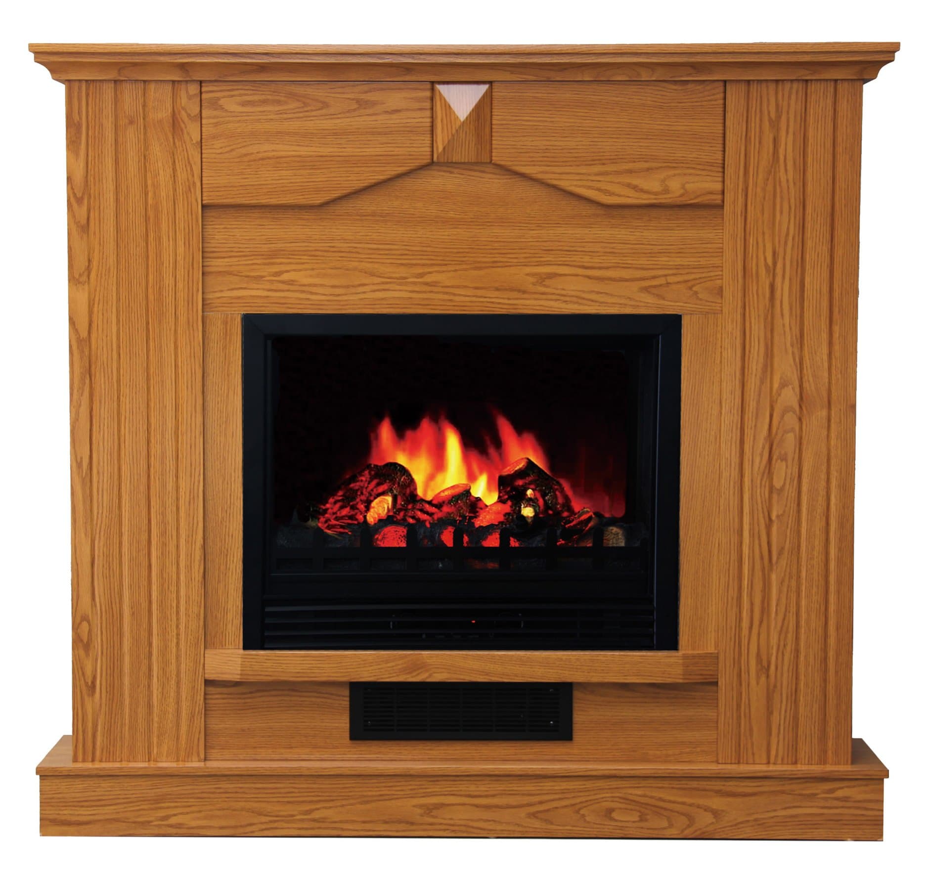 MM870P-47AGO Electric Fireplace Heater with 750-watt to 1500-watt Adjustable Temperature Control and 47-Inch Mantel, Golden Oak Color