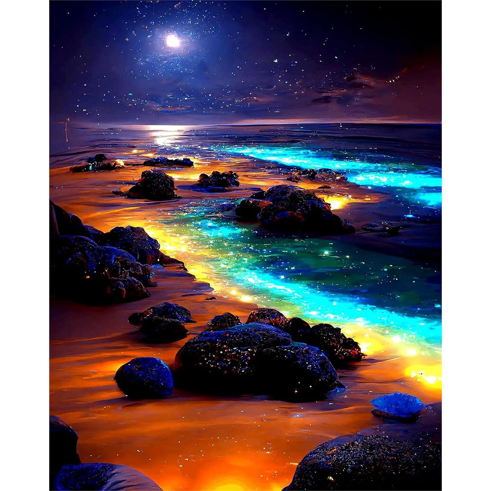 xackcme Beach Paint by Numbers for Adults - Landscapes Paint by Number on Canvas Without Frame, DIY Scenery Oil Painting for Gift Home Wall Decor (16x20 inch)