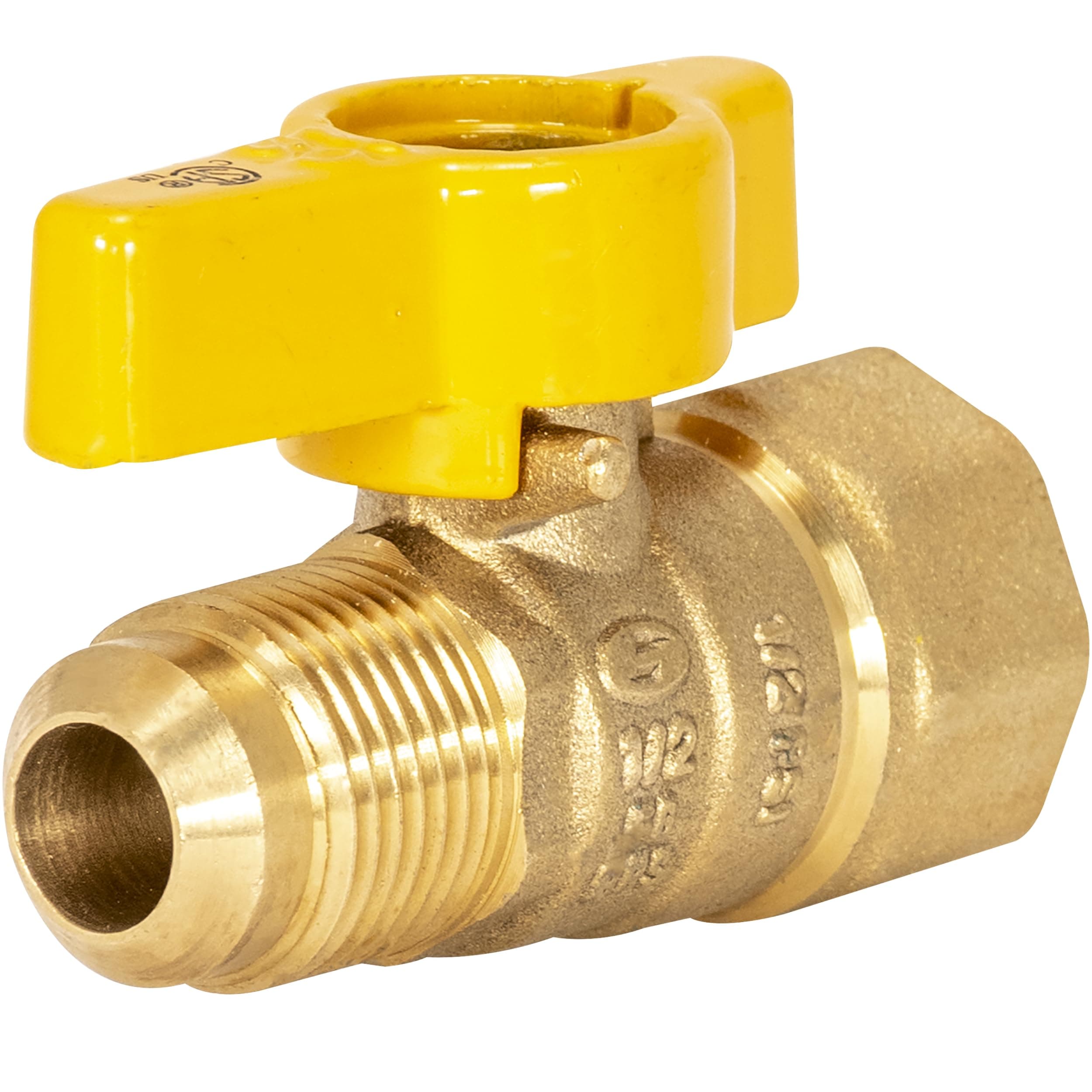 Eastman Straight Gas Brass Ball Valve, 1/2 in FIP x 1/2 in OD Flare Female, 1/4-Turn Handle, 60005