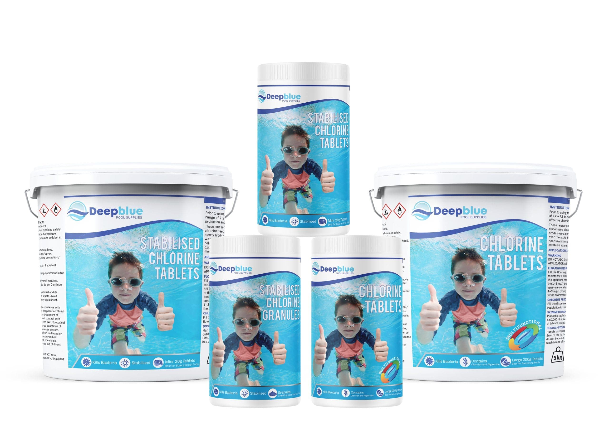 Deep Blue - Stabilised Chlorine Granules 1kg Rapid Dissolve Neutral PH | Suitable for Pools, Spas, and Hot Tubs