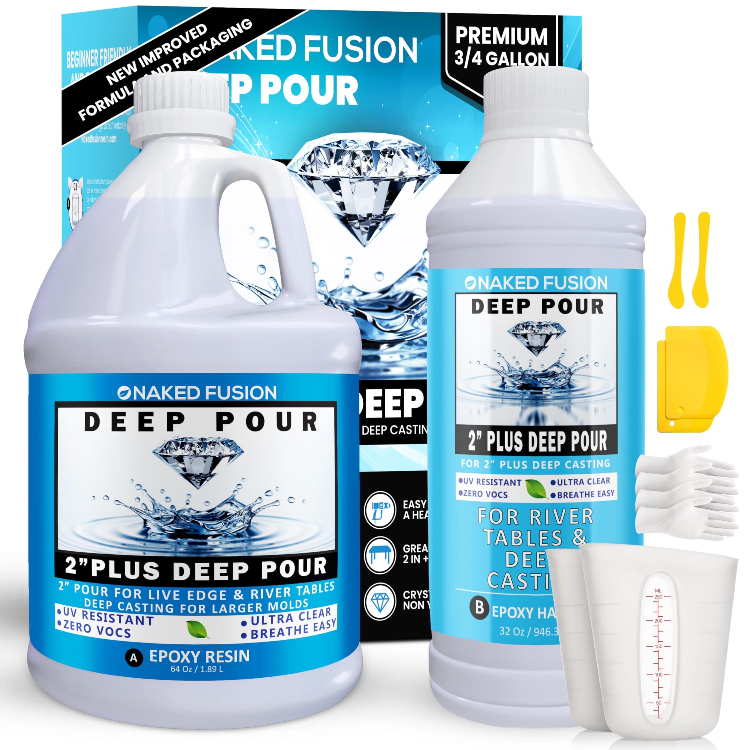 3/4 Gallon Kit Deep Pour Epoxy Resin 2 Inch for Casting and River Tables