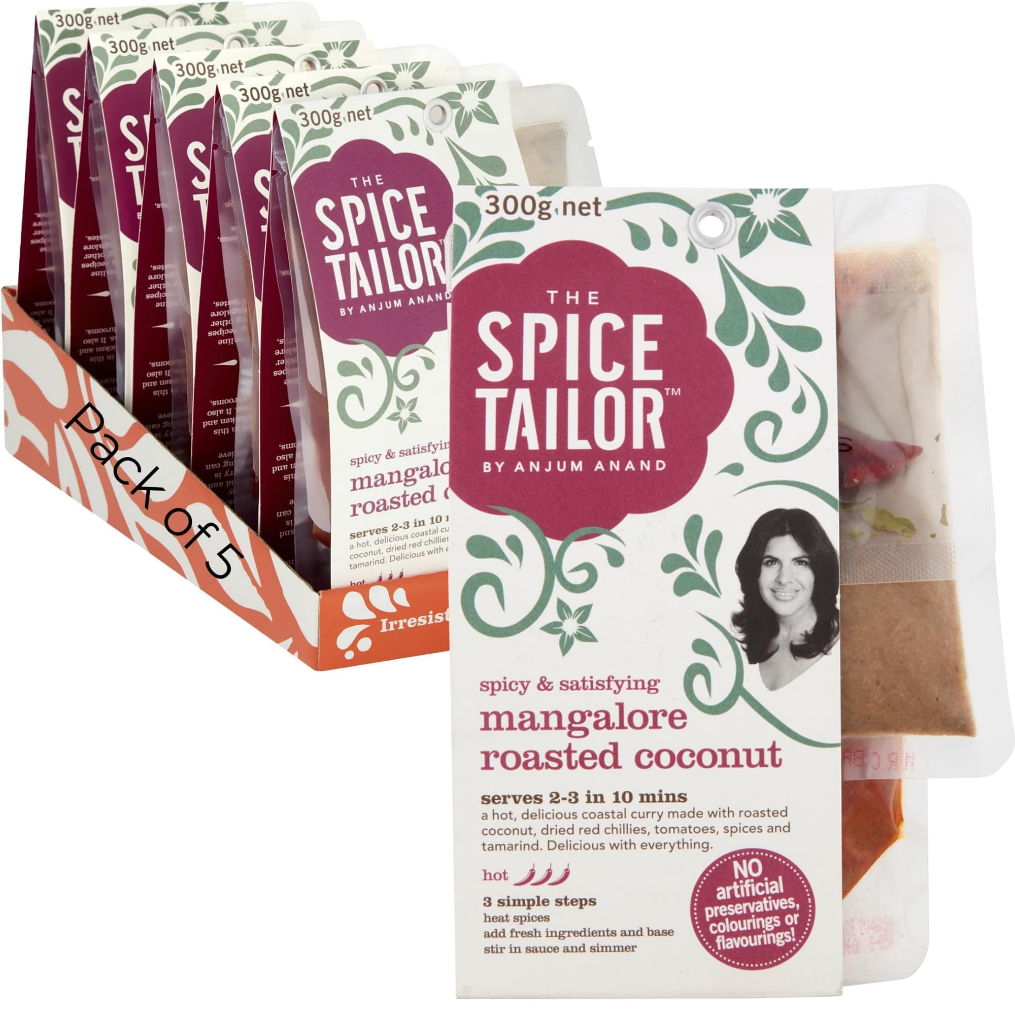 The Spice Tailor- Indian Curry Sauce Meal Kit, Mangalore Roasted Coconut, Pack of 5, Vegetarian