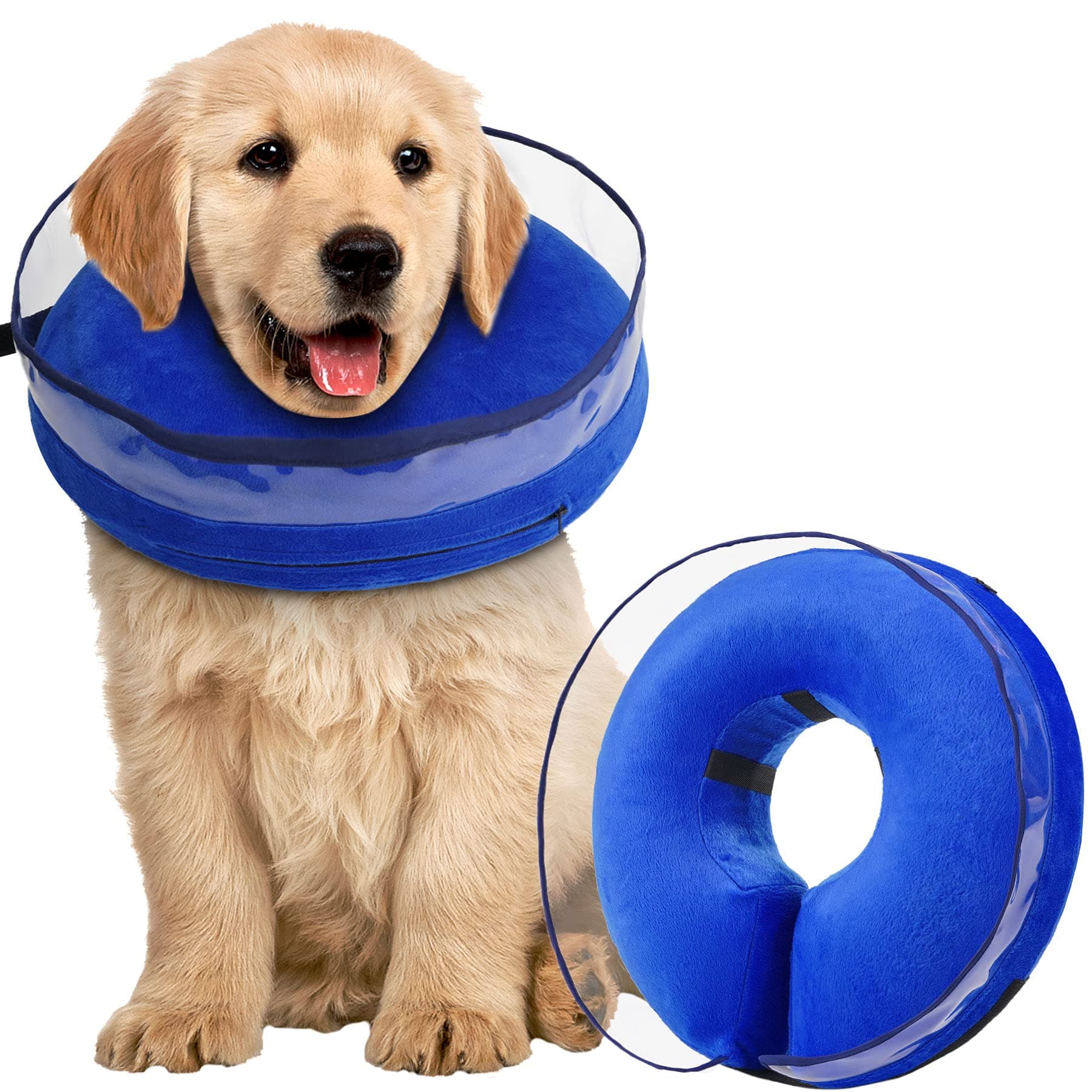 ZeaxuieSoft Inflatable Dog Cone Collar for Dogs After Surgery with Enhanced Anti-Licking for Unrestricted in Daily Life, Pack of One, Blue (Size 6)