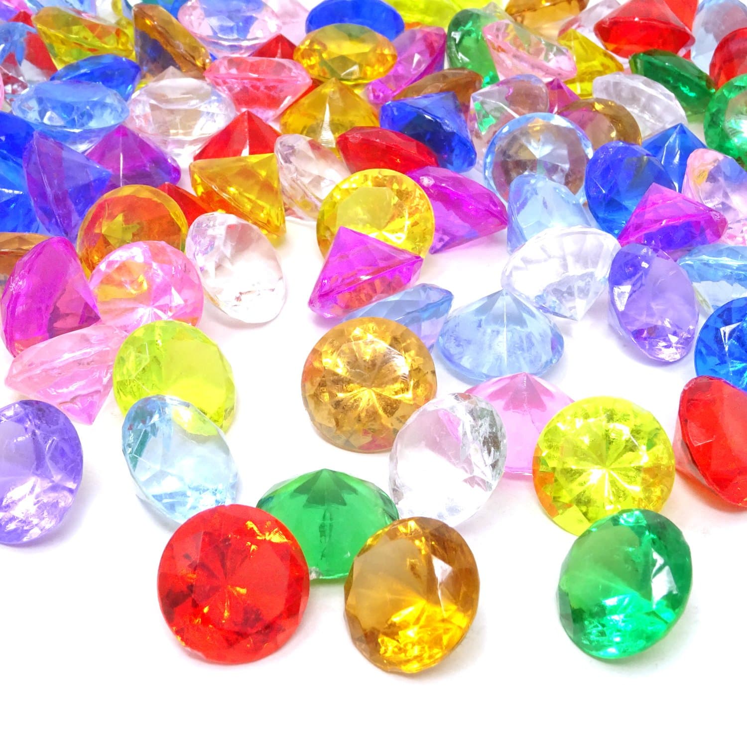 Honbay 100PCS 20mm Acrylic Faux Diamond Crystal Treasure Gems for Table Scatters, Vase Fillers, Event, Wedding, Bridal Shower, Birthday Decoration Favor, Arts & Crafts and More (Assorted Color��)