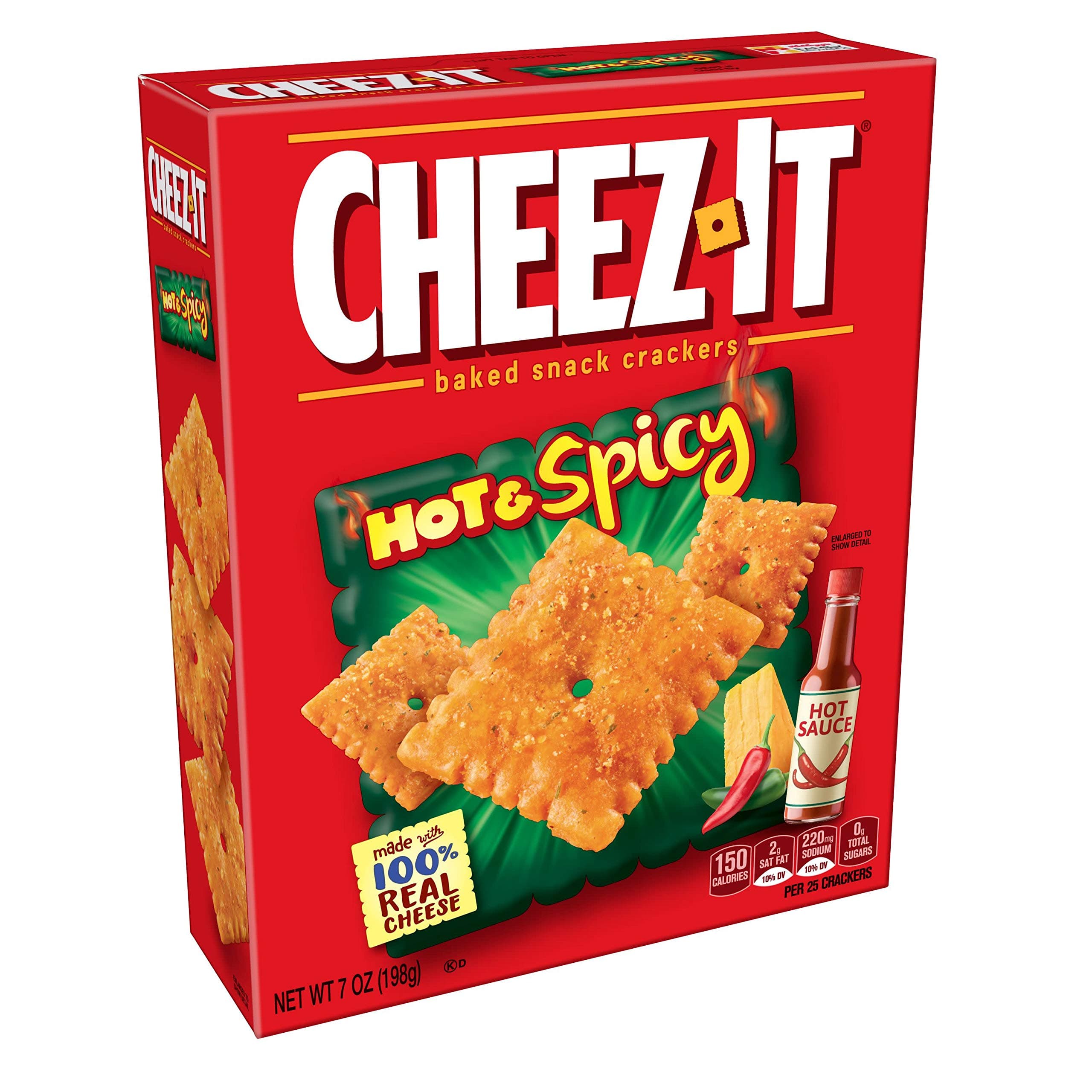 Baked Snack Cheese Crackers, Hot & Spicy, 7 oz Box