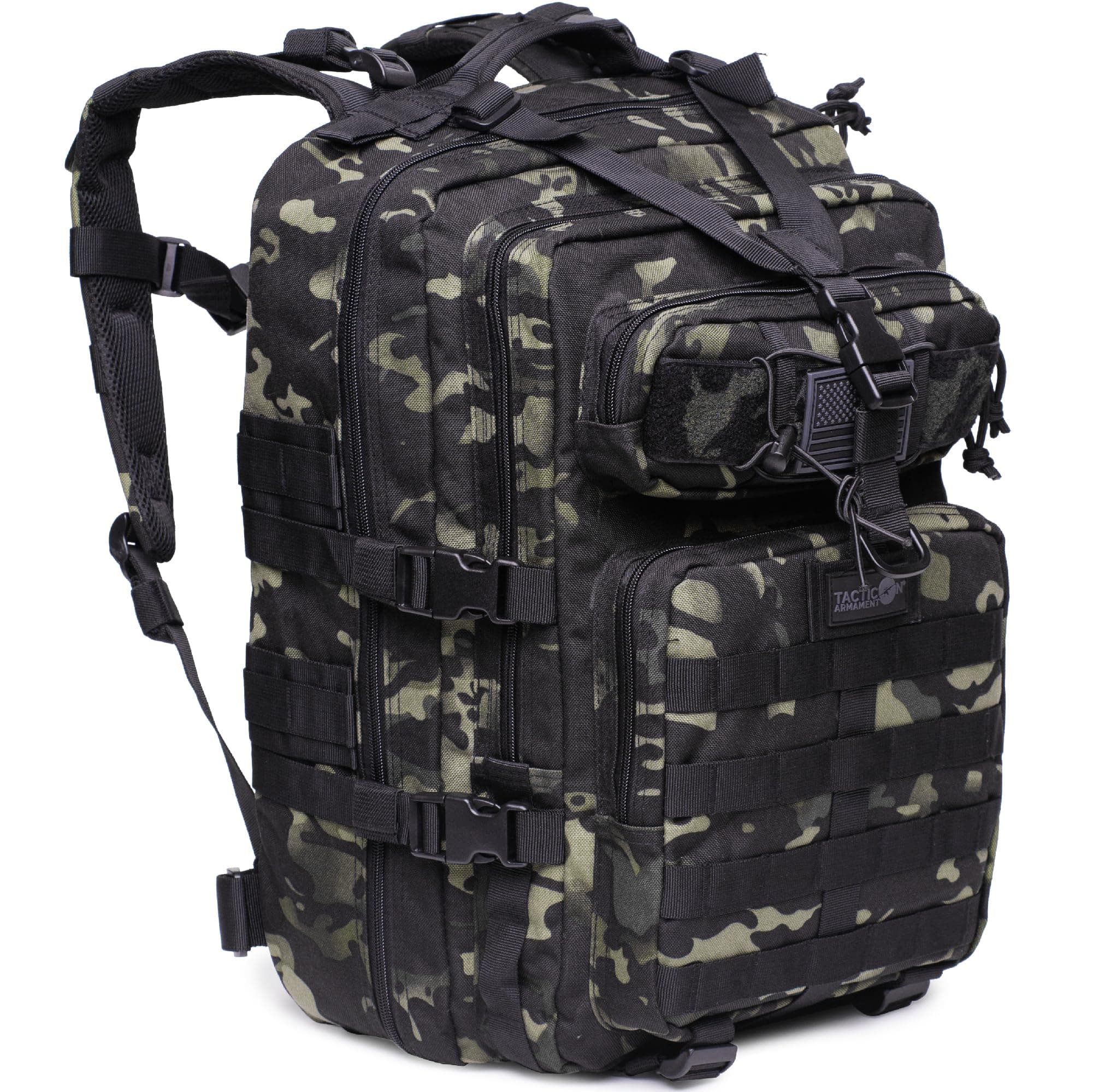 Tacticon 24BattlePack Tactical Backpack - 40L Military Backpack for Men and Women - Bug Out Bag for 1-3 Day - Range Backpack by Combat Veteran Owned Company - Bag for Camping & Travel - Black Camo