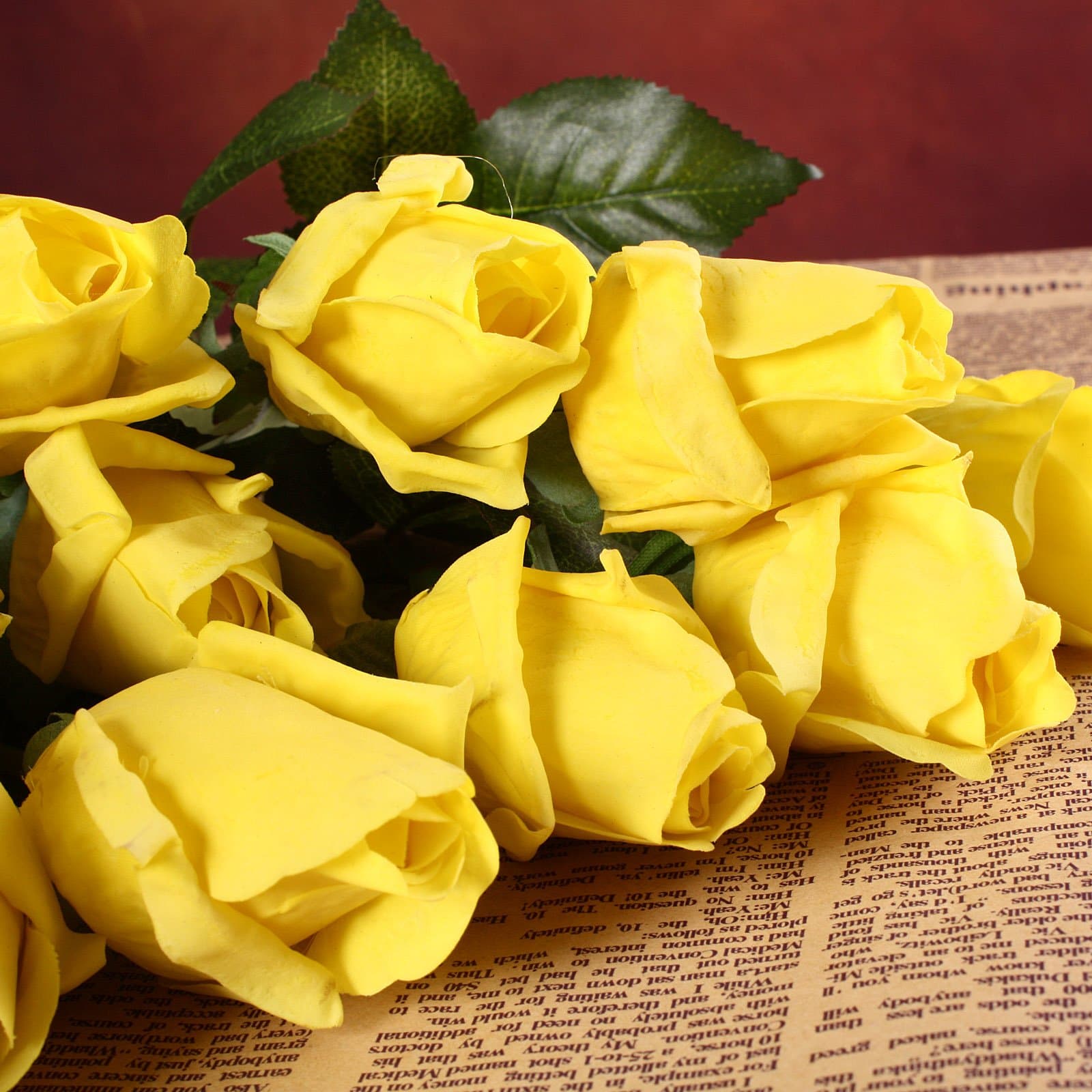 10 Head Latex Real Touch Flower Bouquets Rose (yellow rose)