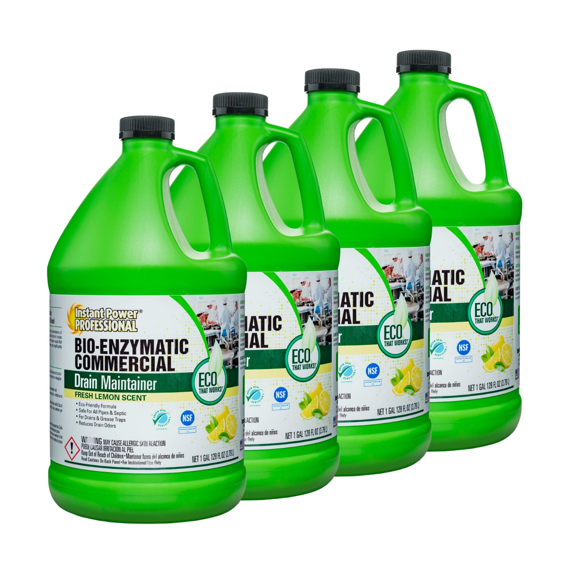 Professional Bio-Enzymatic Commercial Drain Maintainer, Drainage Clog Remover, 1 Gallon, 4 Pack
