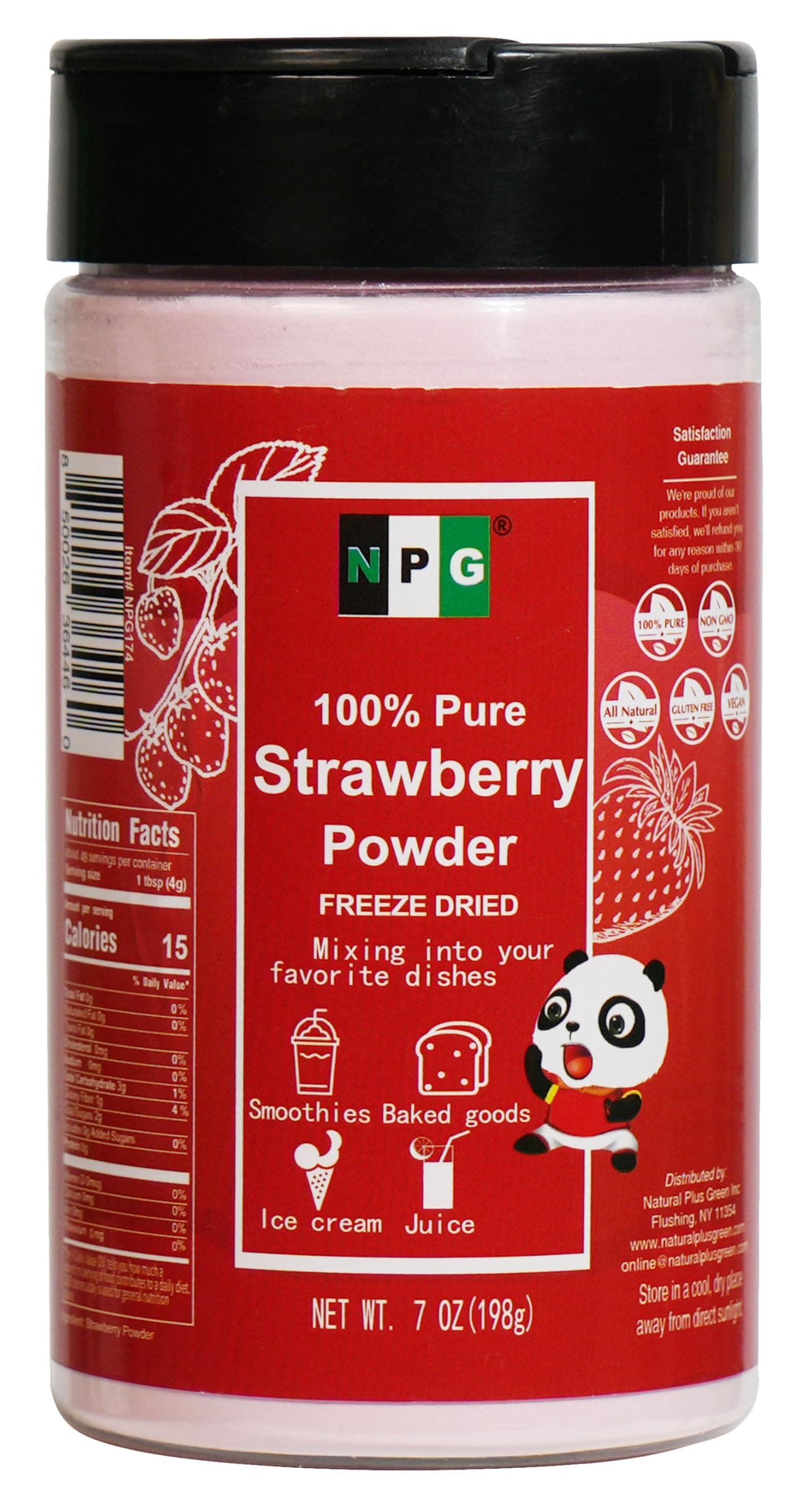 NPG Freeze Dried Strawberry Powder 7 Oz, Pure Strawberries Fruit Powder for Food Flavoring & Coloring, Smoothie, Beverage, Cake, Puree, Boba Tea, Acai Bowls, No Added Sugar, No Preservatives