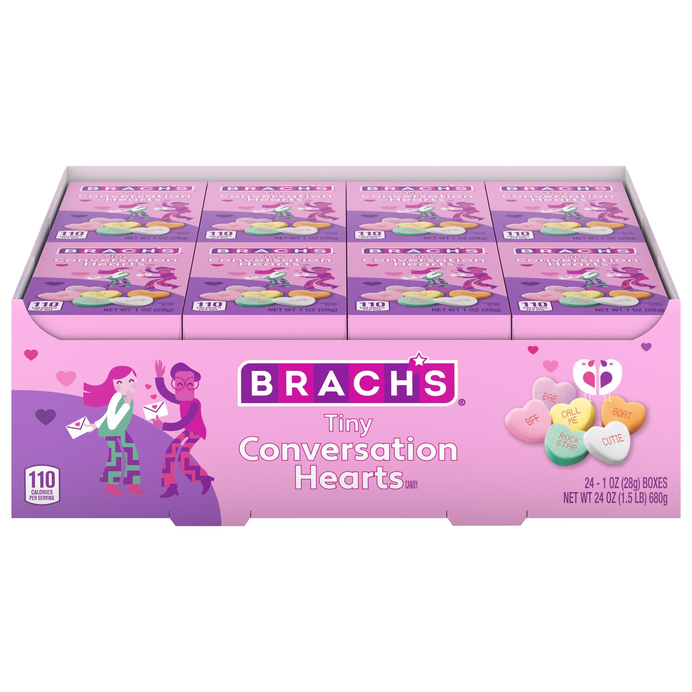 Brach's Valentine's Day Tiny Conversation Hearts, Friendship Exchange, 1 oz Boxes, 24 Ct