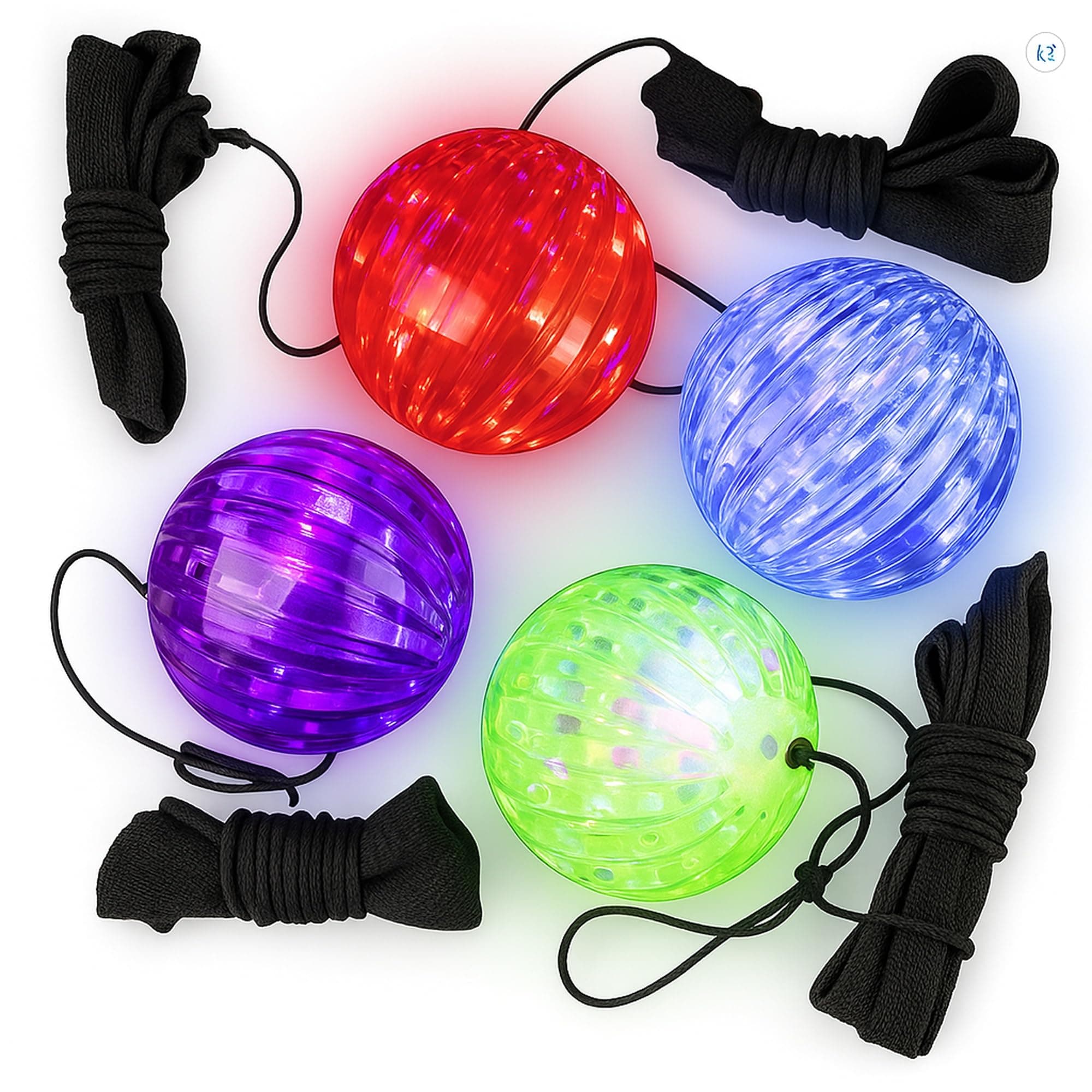 Light Up Orbit Wrist Balls, Set of 4, Light up Balls with Flashing Lights and Elastic String, Orbit Ball Toy Glow in the Dark, Glow Toys Easter Party Favors for Kids Ages 3+