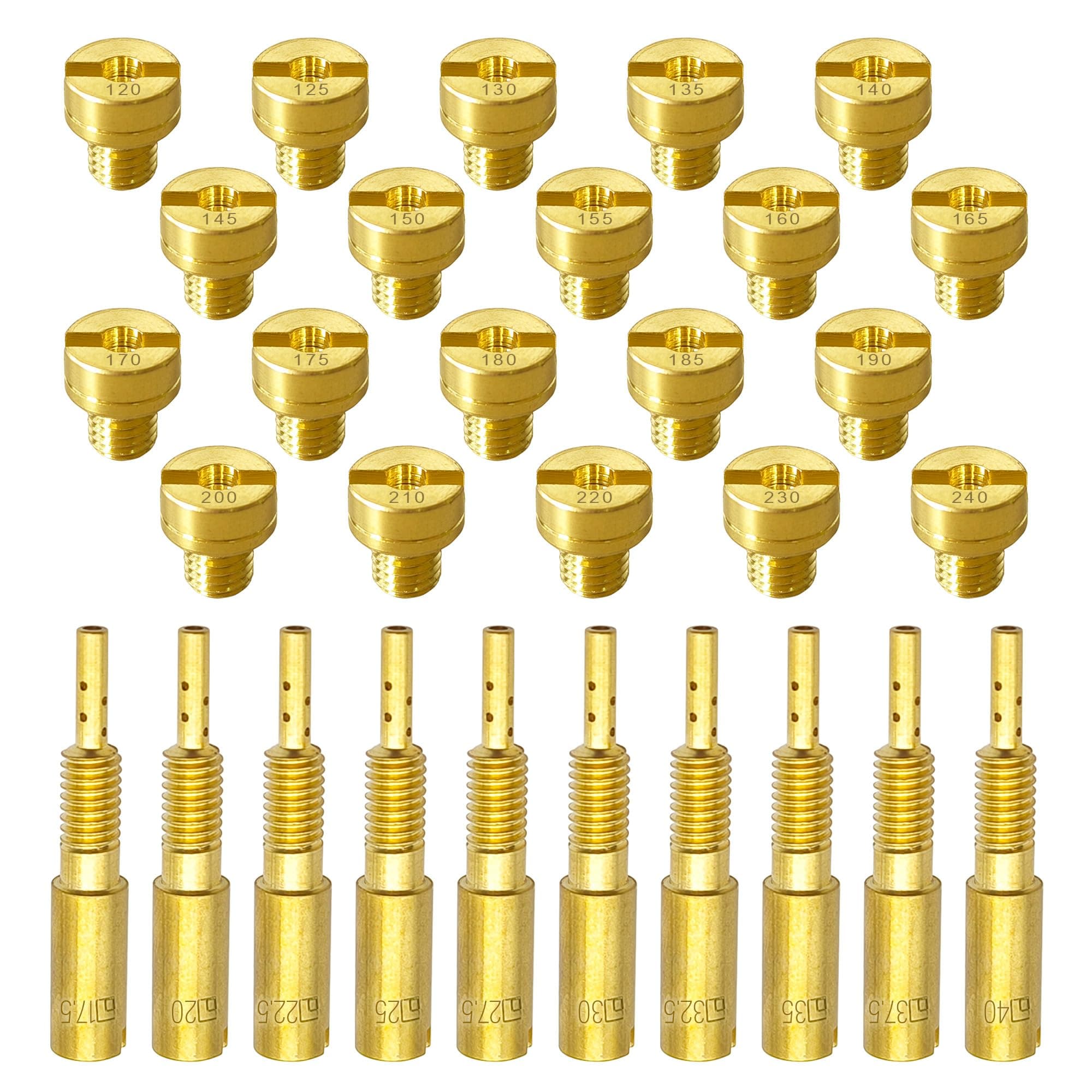 30 Pcs Carburetor Main Jet and Pilot Slow Jet Kit for Mikuni Large Round N100.604 & VM28/486