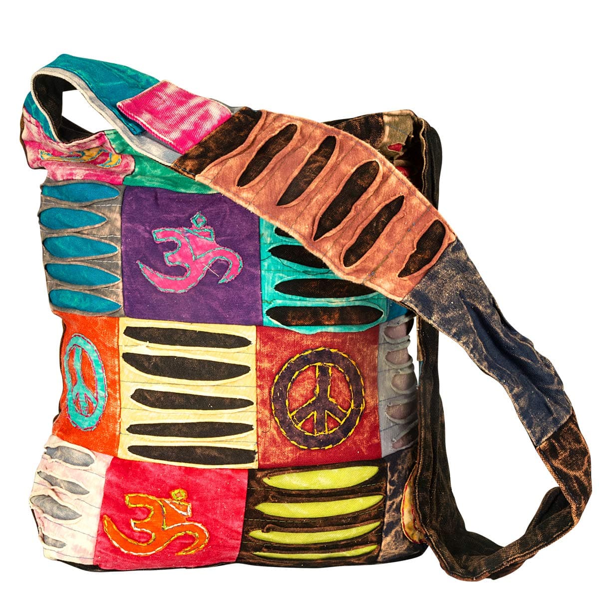 Blue Red Hobo Cotton Sling Cross Body Messenger Shoulder Bag Hippie Boho Bohemian Light Roomy Spacious