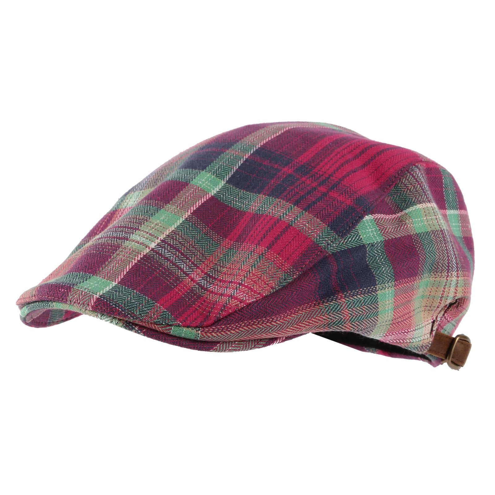 WITHMOONS LD3050 Madras Check Pattern Mesh Newsboy Hat Snap Flat Cap Irish Ivy Cabbie (Pink)