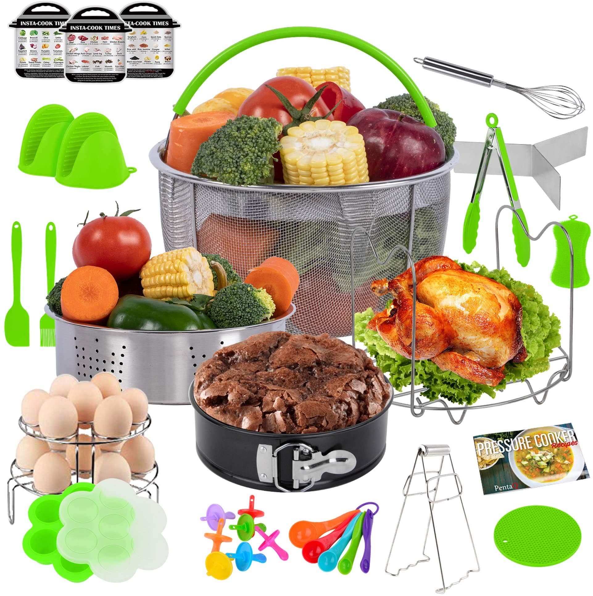 PentaQ 24 Pieces Instant Pot Accessories Kit for 8 Quart Instapot, Pressure Cooker Accessory Set Compatible with 6 Quart, 2 Egg Rack, 2 Silicone Oven Mitt