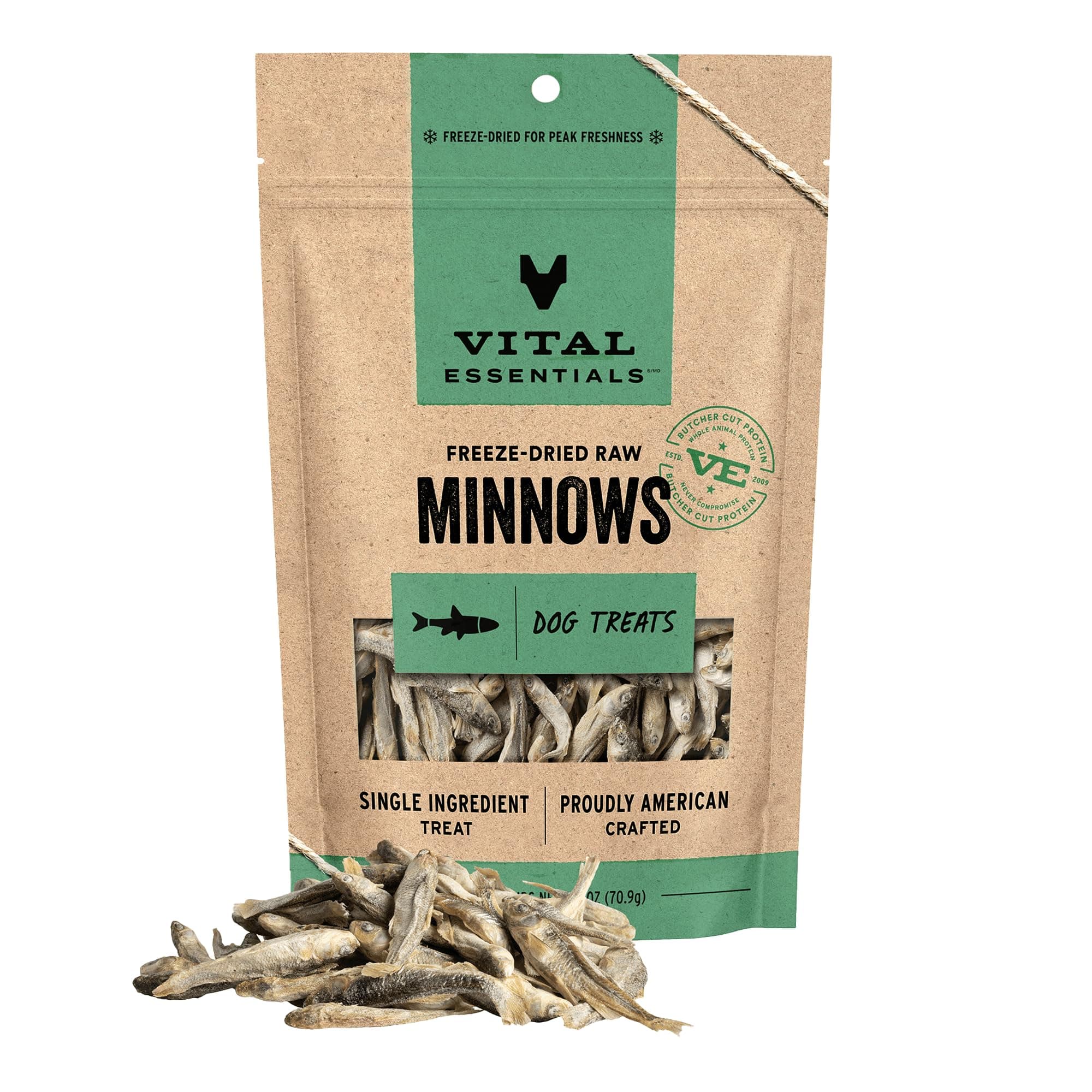 Vital Essentials Frieze Dried Dog Treats, Raw Minnows Treats for Dogs 2.5 oz