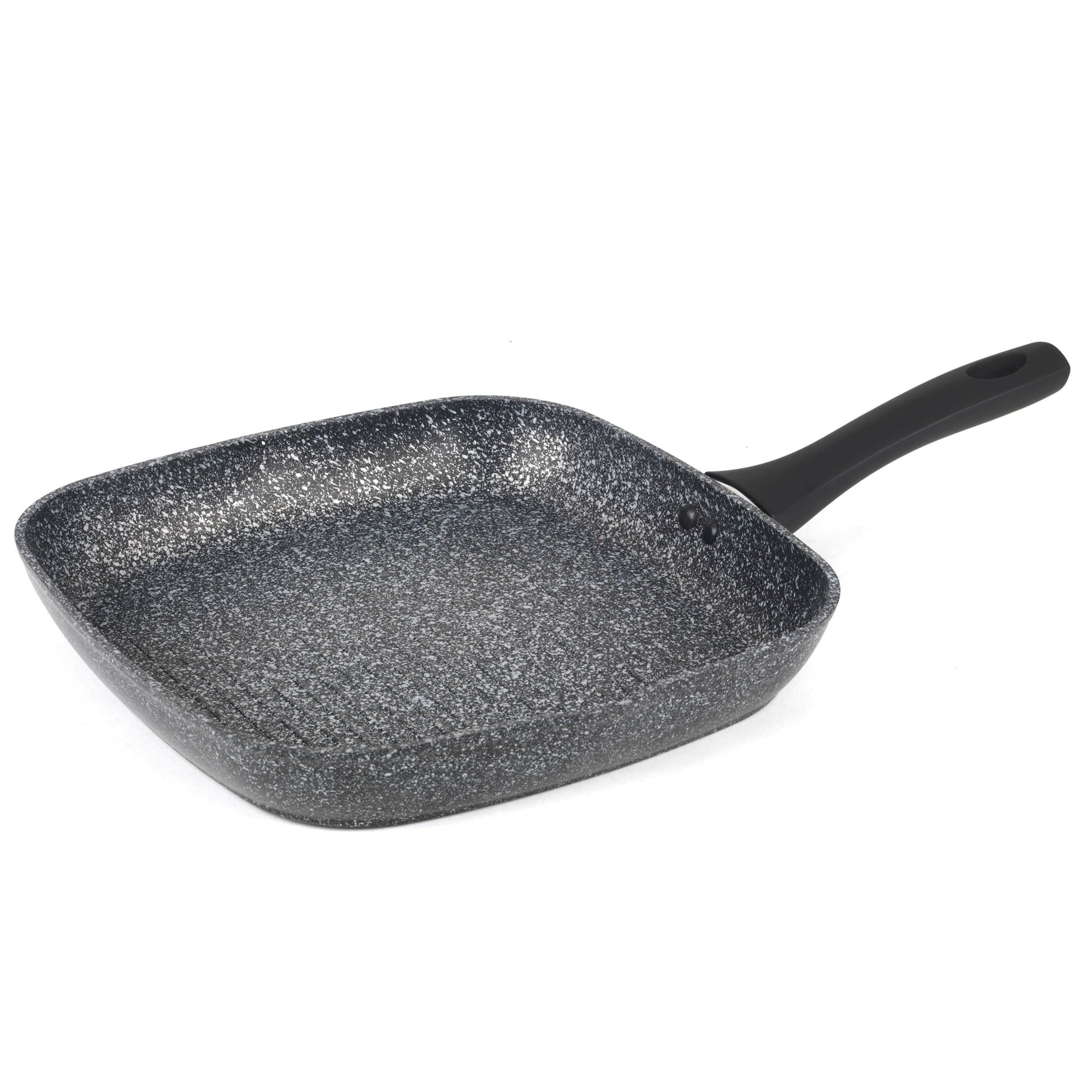 Salter Megastone 28 cm Grill Frying Pan โ 10 x Tougher Non-Stick, PFOA-Free, Forged Aluminium Griddle Pan, Suitable For All Cooking Hobs, Dishwasher & Metal Utensil Safe, Soft Touch & Stay Cool Handle