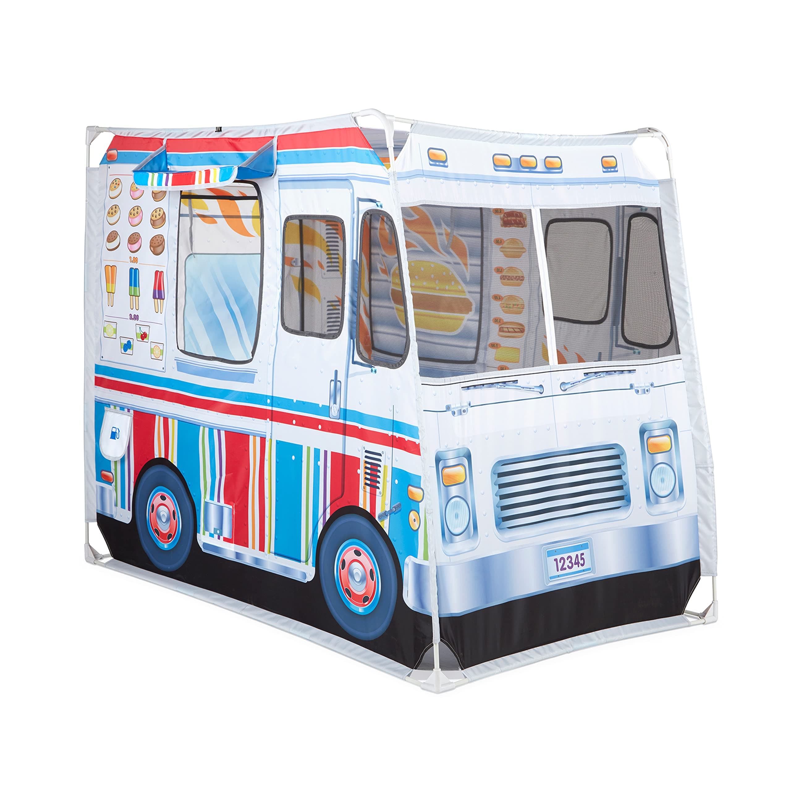Melissa & Doug Fabric Double-Sided Food Truck Play Tent - Ice Cream and BBQ Role Play Toy Food Truck Tent, for Kids Ages 3+