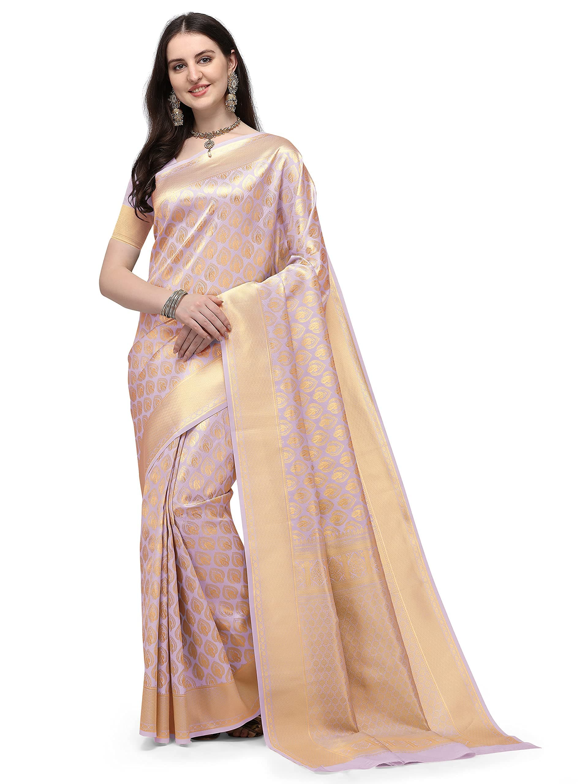 Jaanvi fashion Women's Banarasi Silk Sarees With Zari Jacquard Work & Blouse Piece