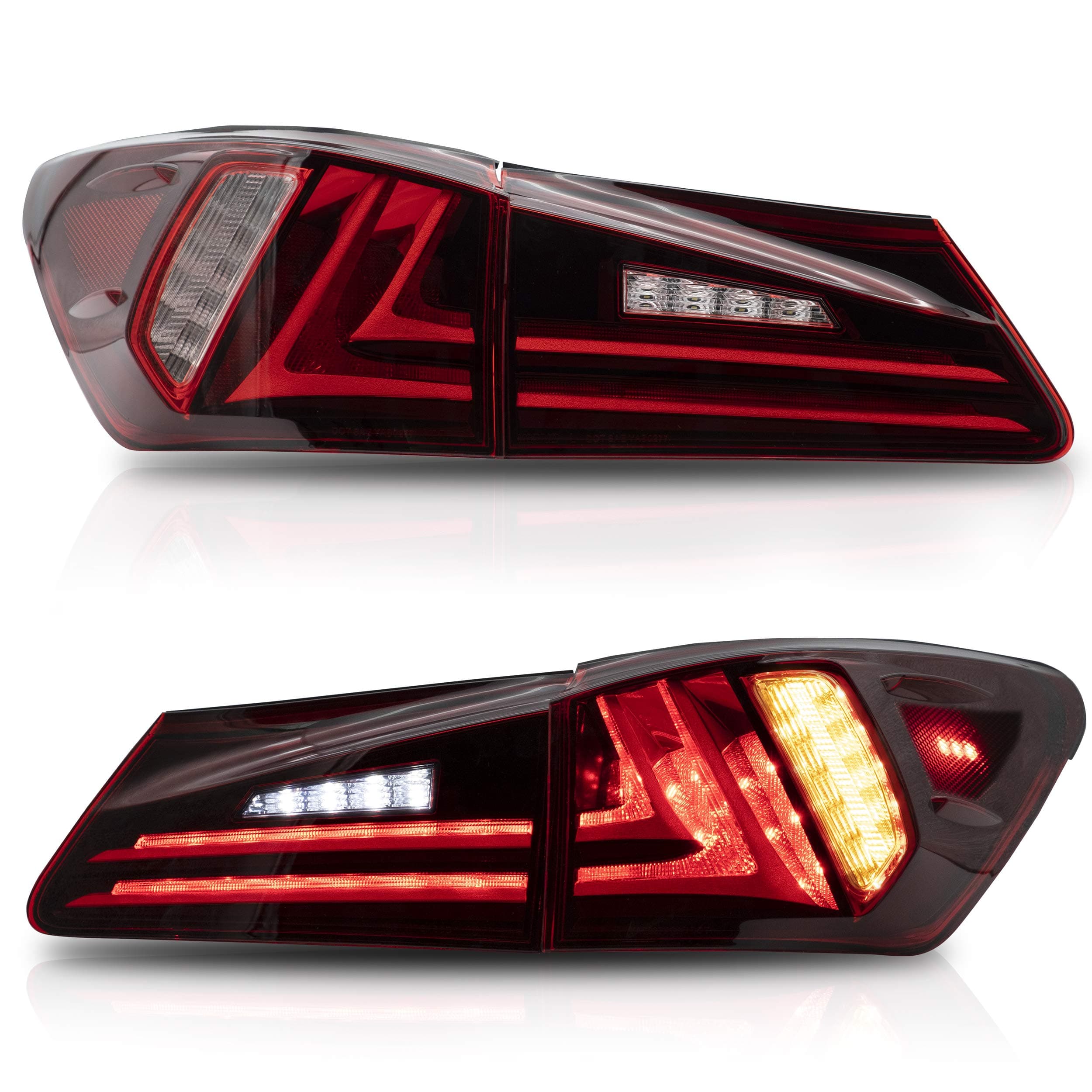 Tail lights Assembly Fit for Lexus IS250 IS350 2006-2012 IS 220d & ISF Model 08-15(NOT for IS250C/IS350C), Rear Lamps W/DRL, Back light w/Fog Lights & Sequential Turn Signal, Red