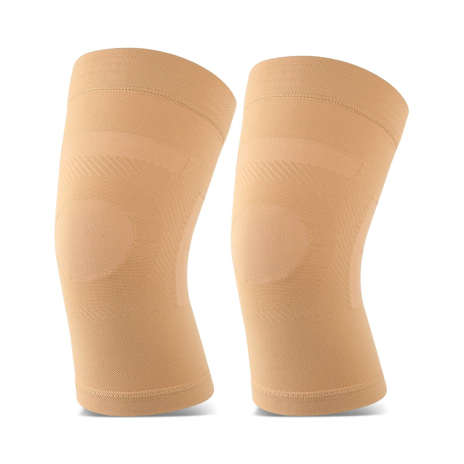 Knee Sleeves, 1 Pair, Could Be Worn Under Pants, Lightweight Knee Compression Sleeves for Men Women, Knee Brace Support for Joint Pain Relief, Arthritis, ACL, MCL, Sports, Injury Recovery, Beige XXL