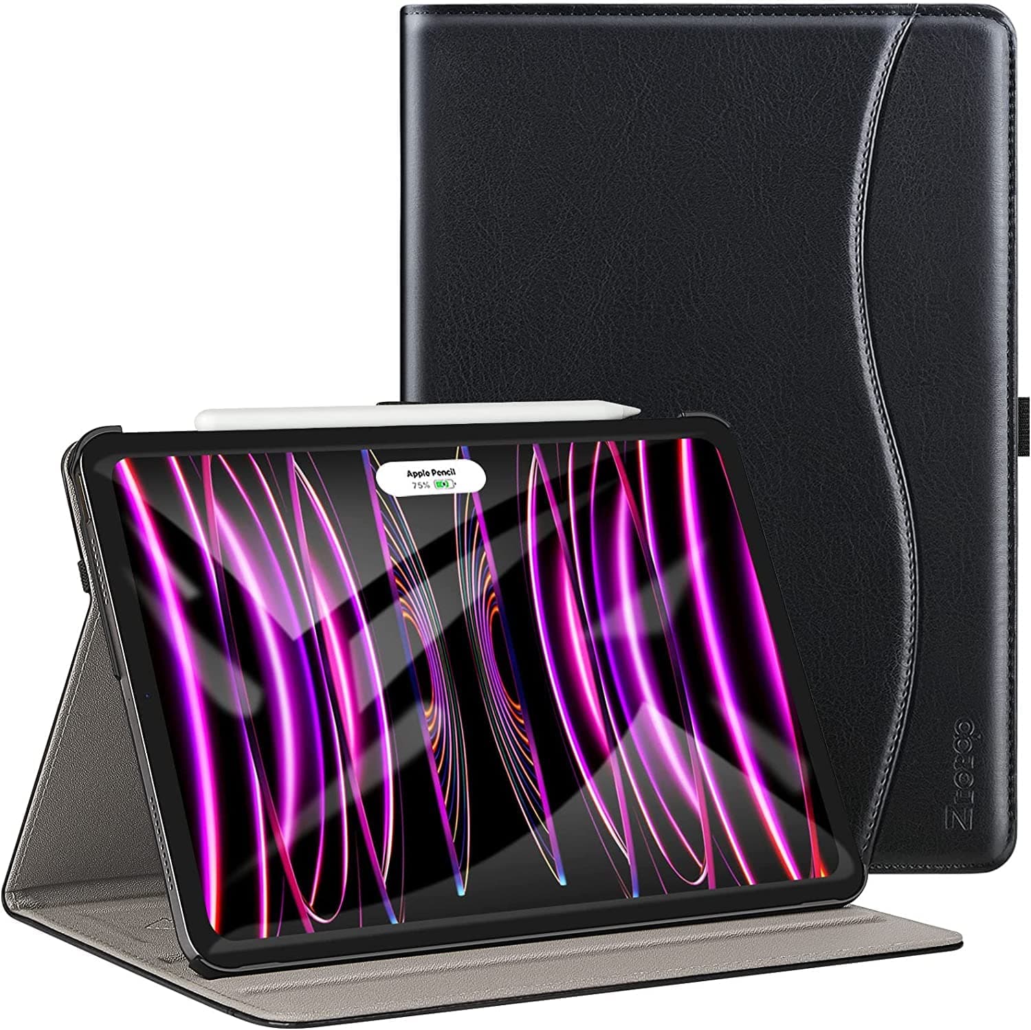 ZtotopCasesCase for iPad Pro 12.9 2022/2021/2020, Premium Leather Folio Stand Case Smart Cover with Auto Sleep/Wake, Multiple Viewing, for iPad Pro 12.9 Inch 6th/5th/4th Generation, Black