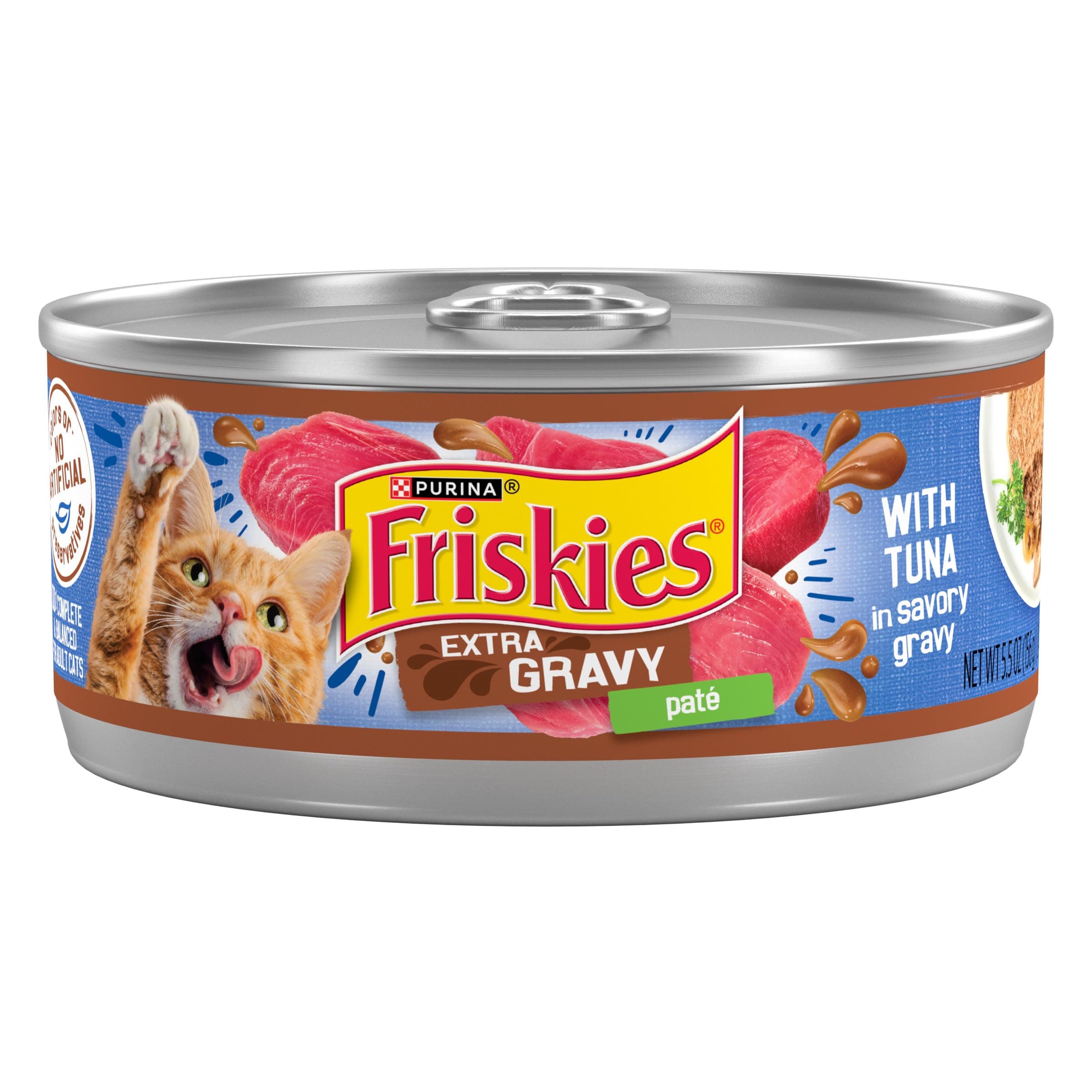 Purina Friskies Wet Cat Food Pate, Extra Gravy With Tuna - (Pack of 24) 5.5 oz. Cans