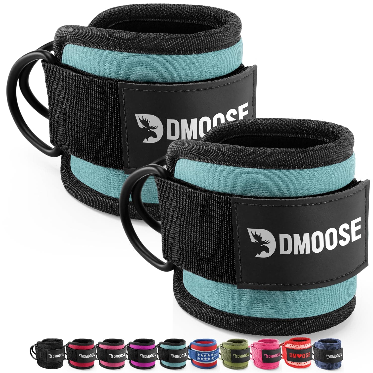 DMoose Ankle Strap for Cable Machine-One Size Fit with Premium Padding, Workout Kickback Ankle Cuffs, Ankle Bands for Working Out, Booty Workouts, Leg Extension, Hip Abductors & Lower Body Exercises