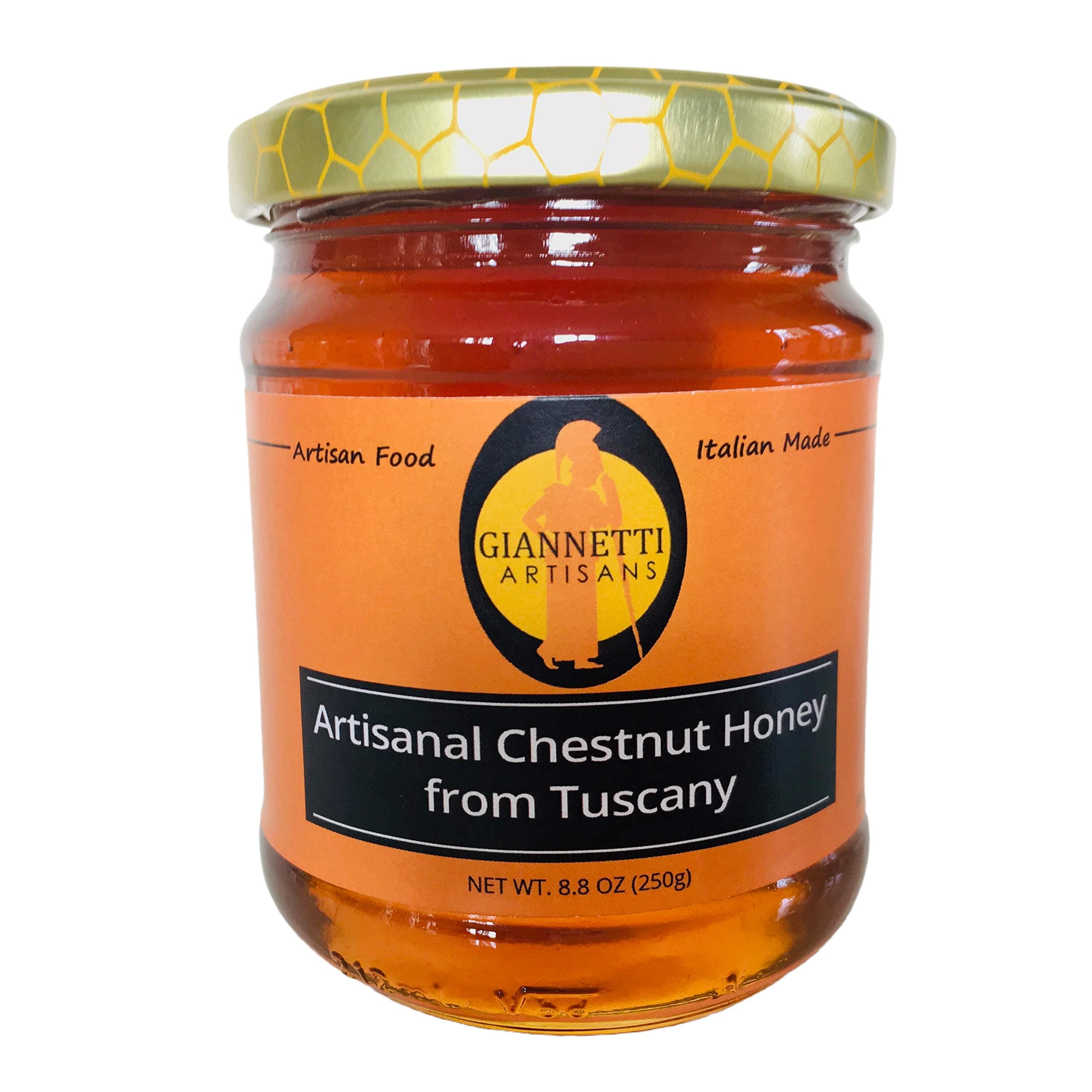 Giannetti Artisans Unpasteurized Chestnuts Honey from Tuscany, Italy - Artisan Produced 8.8 oz (250g)