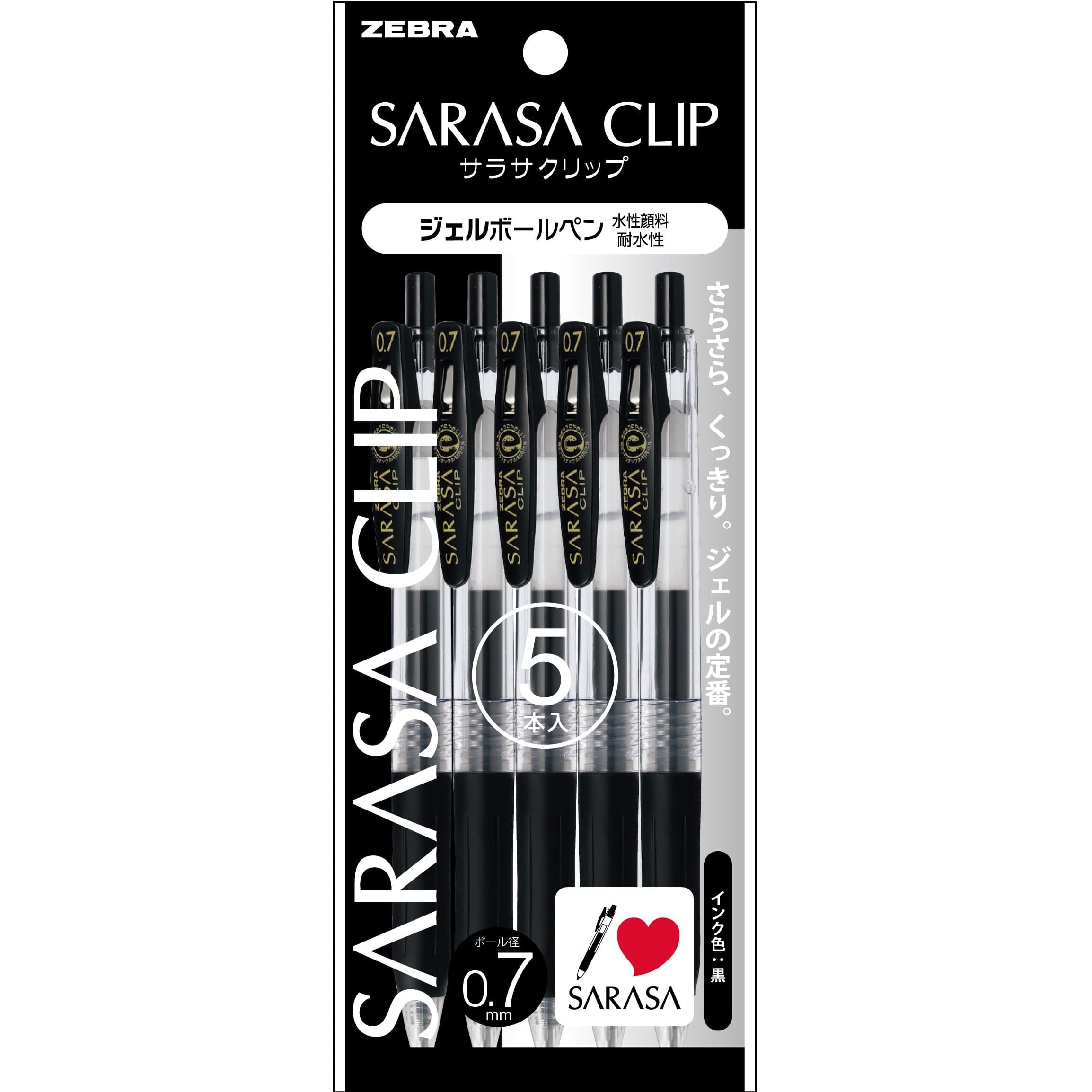 1 X 5 pens Zebra Sarasa clip gelink ballpoint pen 0.7mm P-JJB15-BK5 black by Zebra