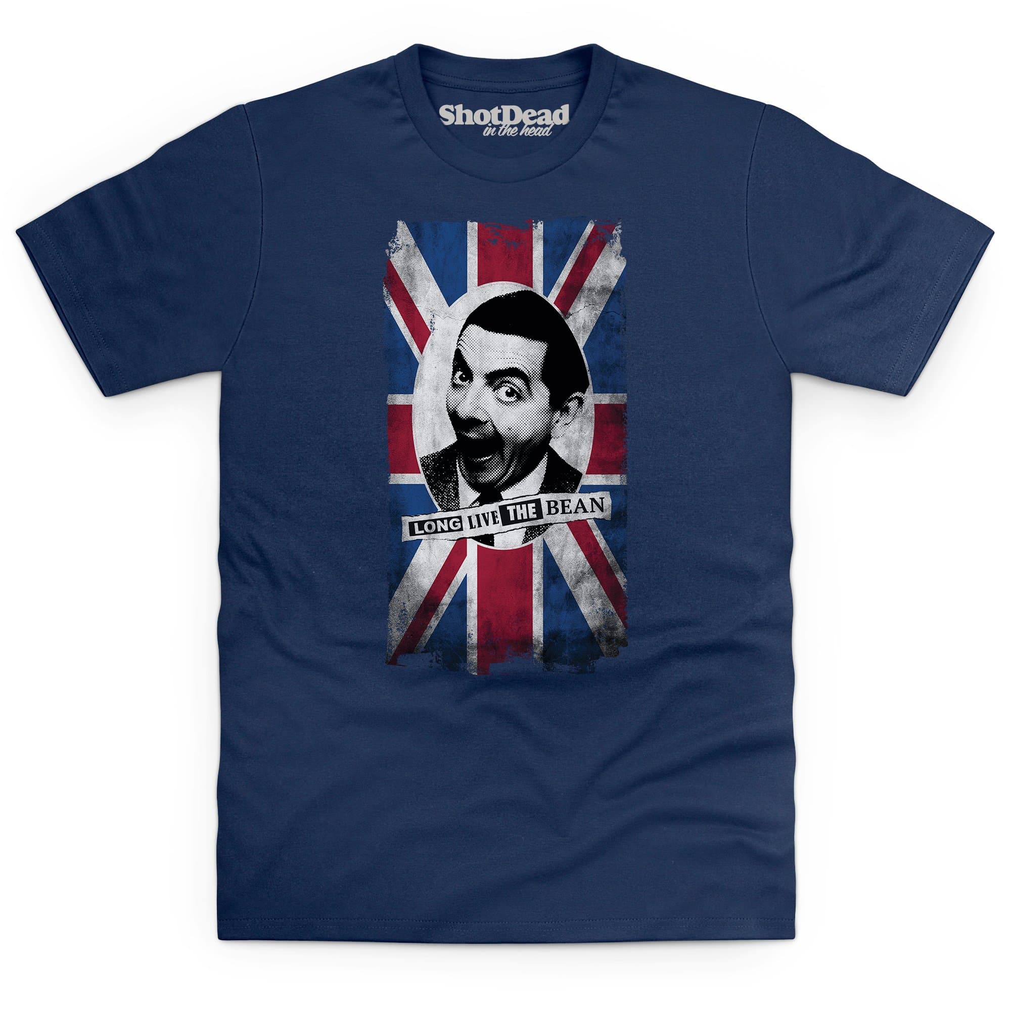 Official Mr Bean Long Live The Bean T Shirt, Male, Navy Blue, L