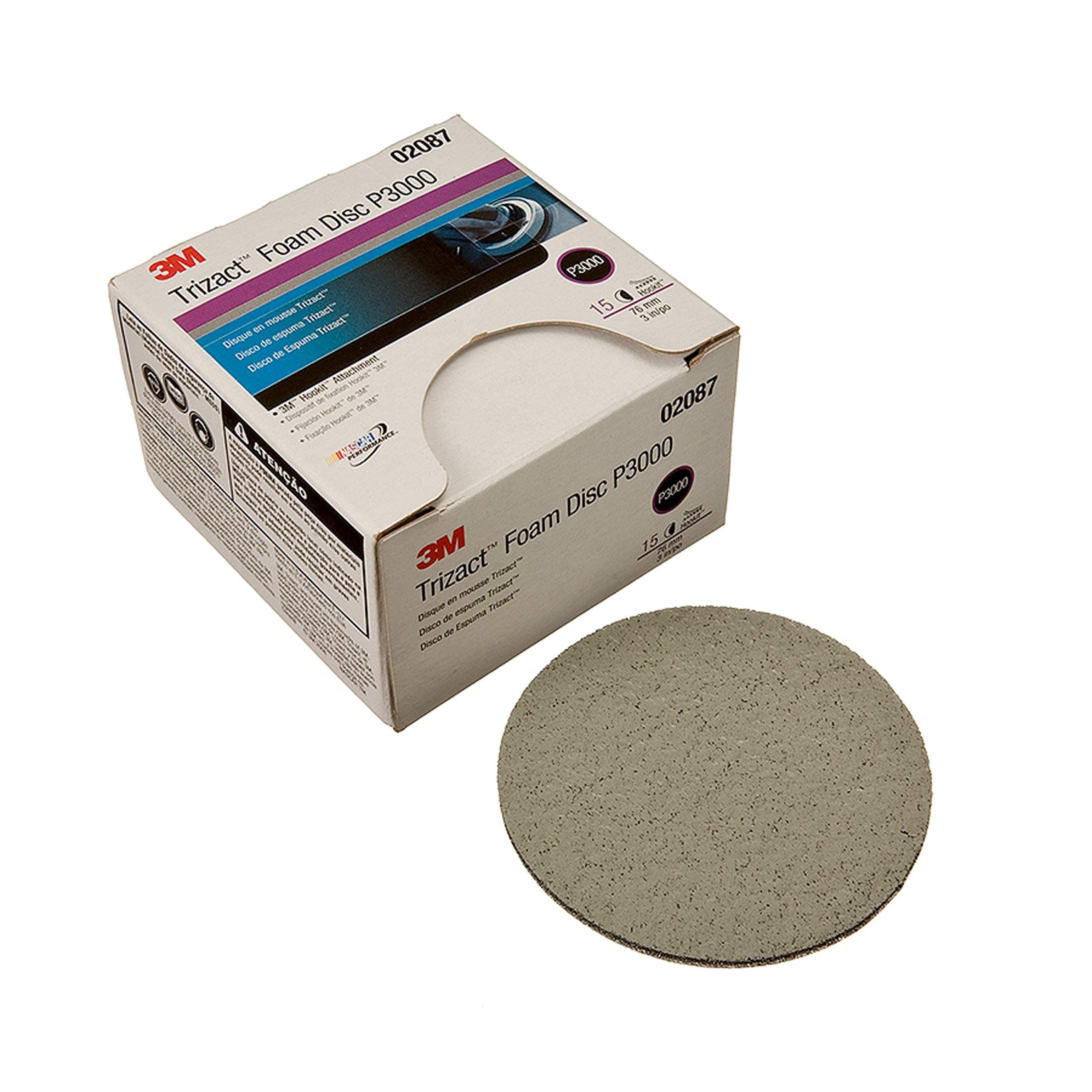3M 02087 Trizact Foam Disc, 3 in, P3000, 15 discs per carton