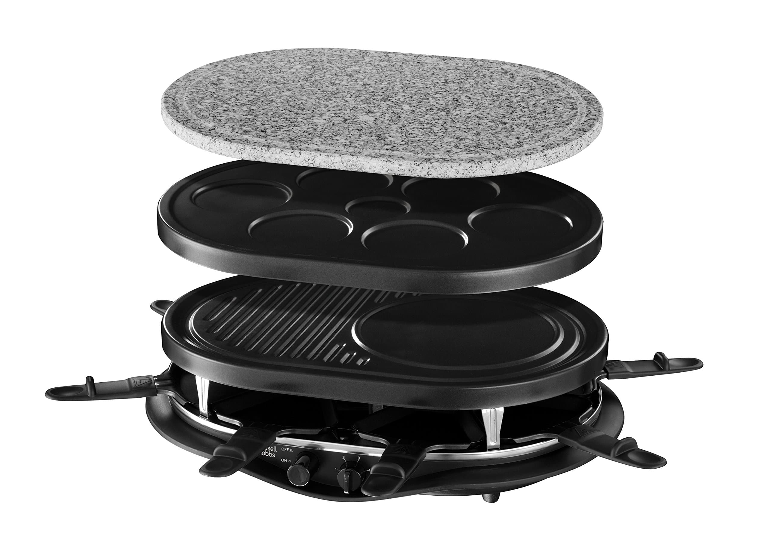 Russell Hobbs 21000-56 Set for Raclette Fiesta-21000-56, Natural Stone, Black