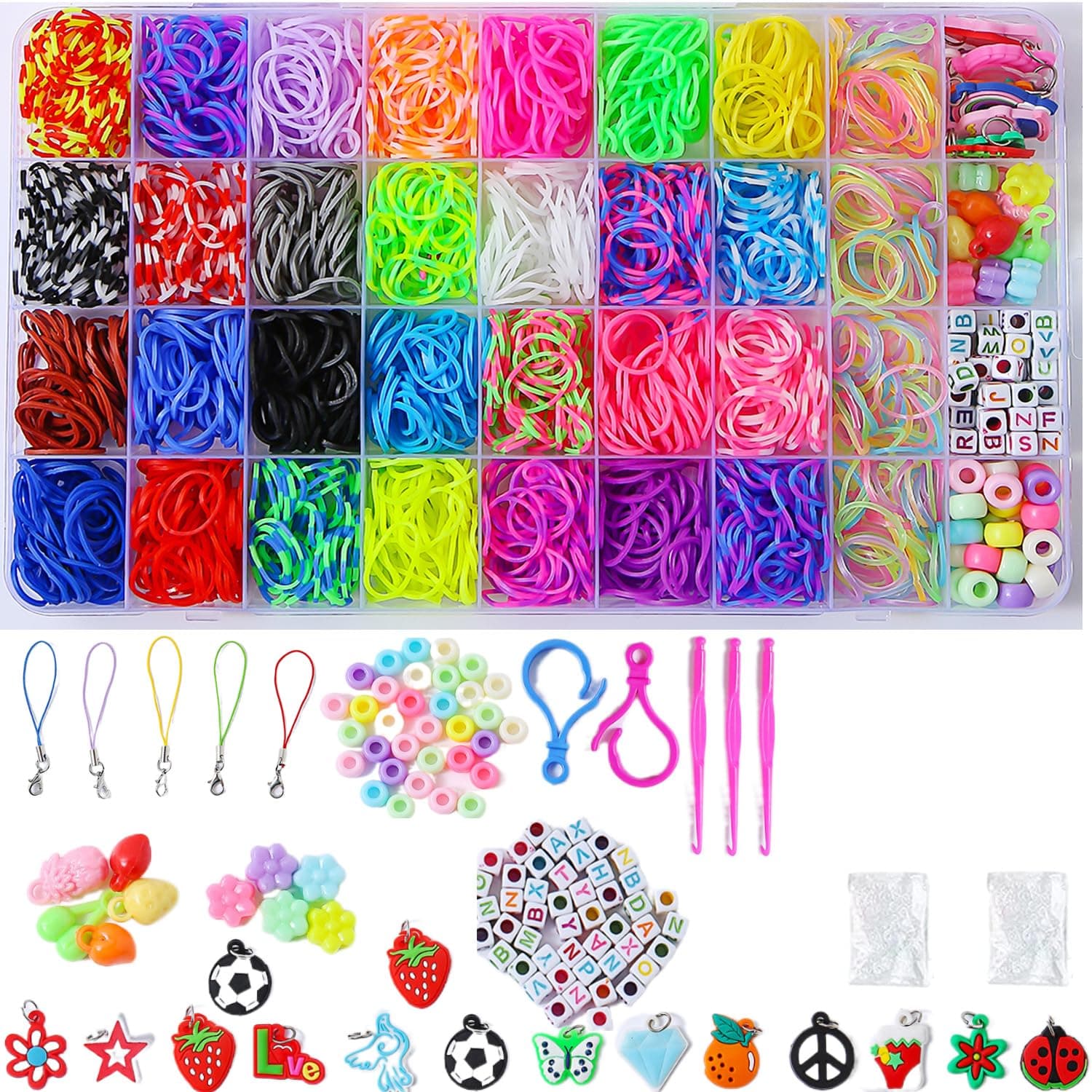 JIYAKO 2500+ Rubber Band Bracelet Kit, Loom Bracelet Making Kit for Kids, Rubber Bands Refill Loom Set, Loom Bands Kit,Friendship Bracelet Birthday Gift Kits
