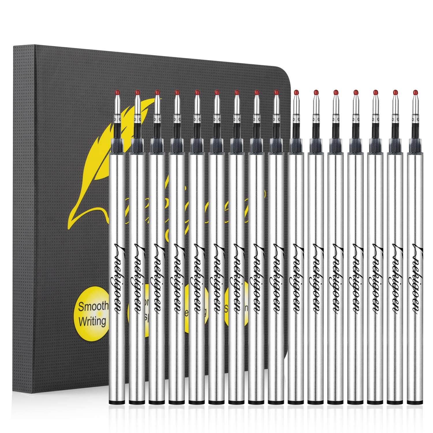 Nekigoen Parker Compatible Rollerball Pen Refills Work for Most Brands Pens with Smooth Writing, Waterman Compatible Rollerball Pen Refills Standard Size Pens Fine Point 0.7mm Pack of 15 (15 Black)