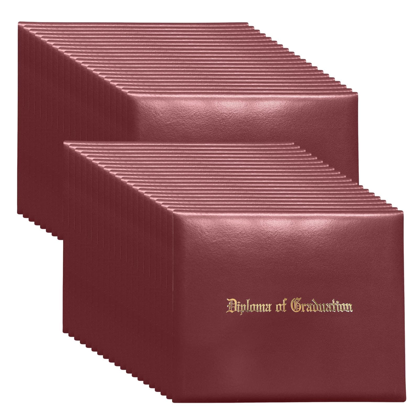 Happy Secret 刻印卒業証書ホルダー 証明書用 8.5インチx11インチ 卒業カバー スムースレザー (マルーン)、40パック