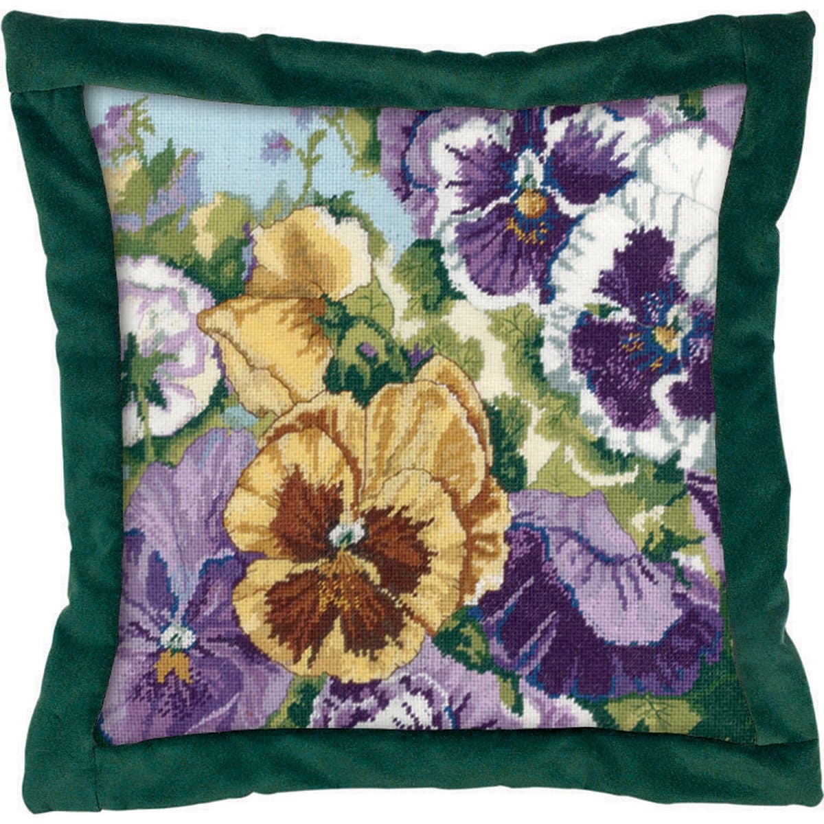 Candamar Designs 30928 Glorious Pansies Needle Point Kit, 14 by 14-Inch