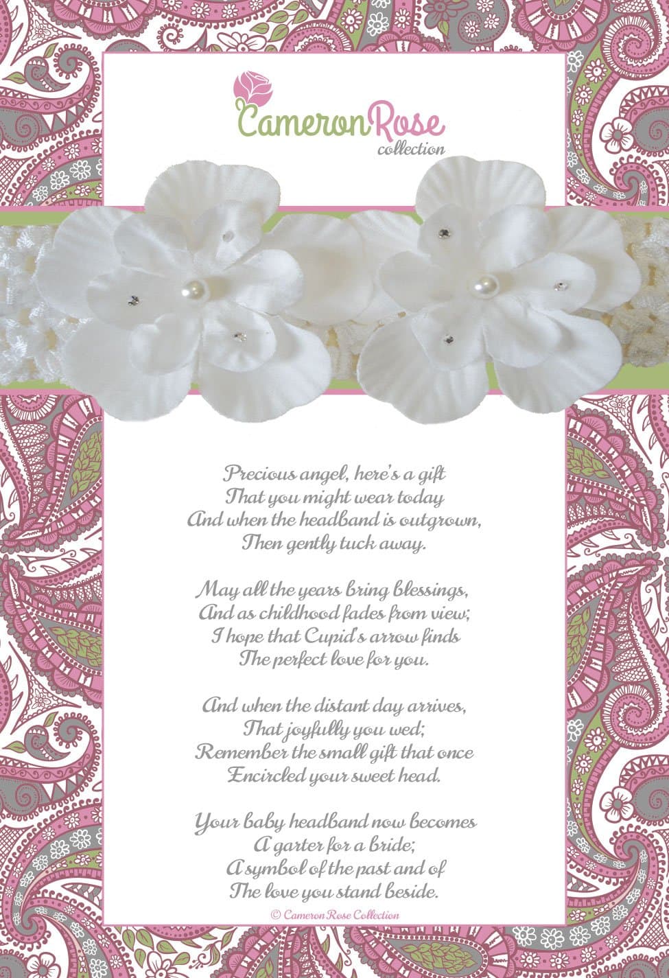 Cameron Rose Collection Keepsake Baby Headband - Baby's Headband Becomes Her Bridal Garter One Day