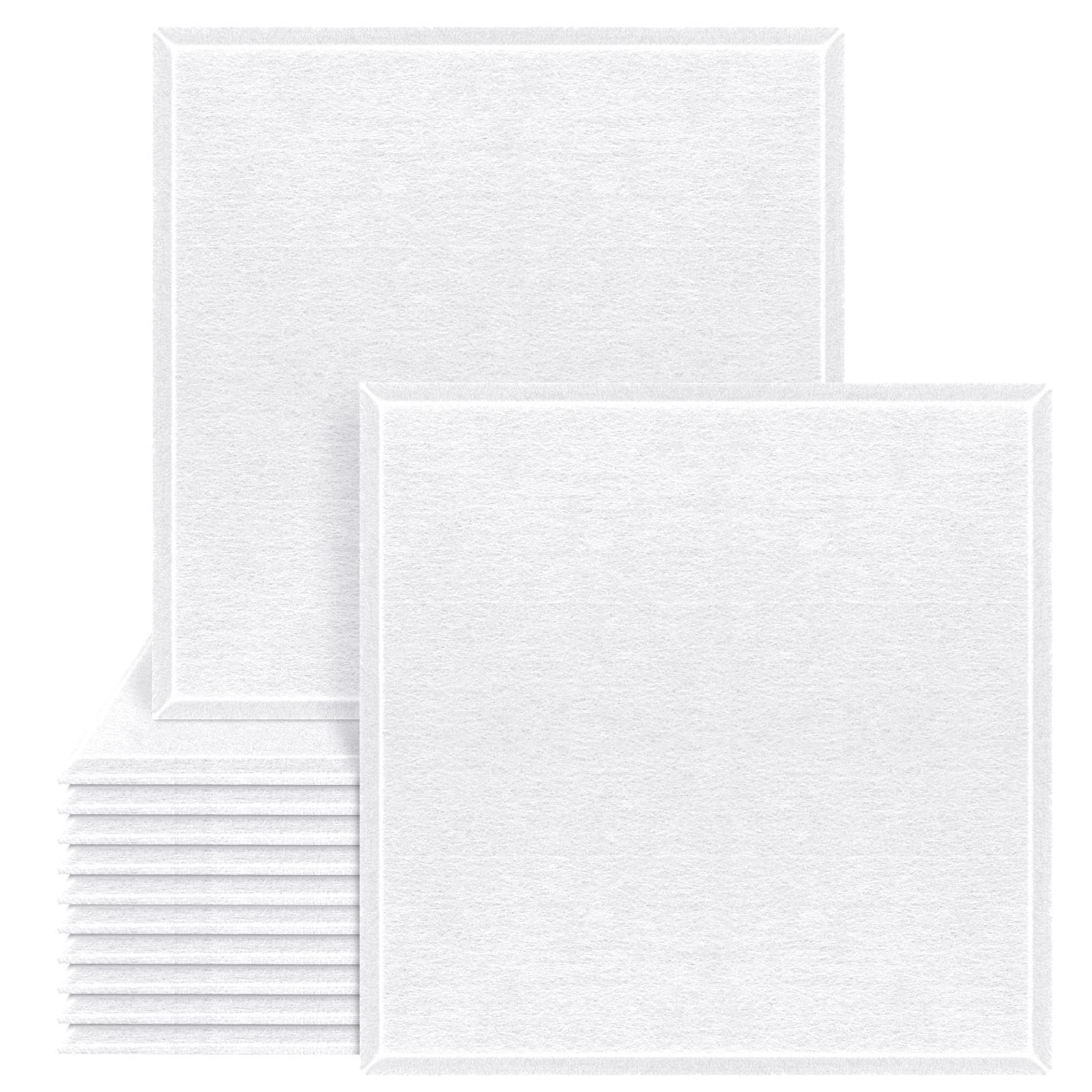 Upgraded 12 Pack Acoustic Panels Sound Proof Foam Panels Sound Proof Padding, 12"X12"X 0.4" High Density Bevled Edge Sound Panel, Idea for Acoustic Treatment & Wall Decoration (White)