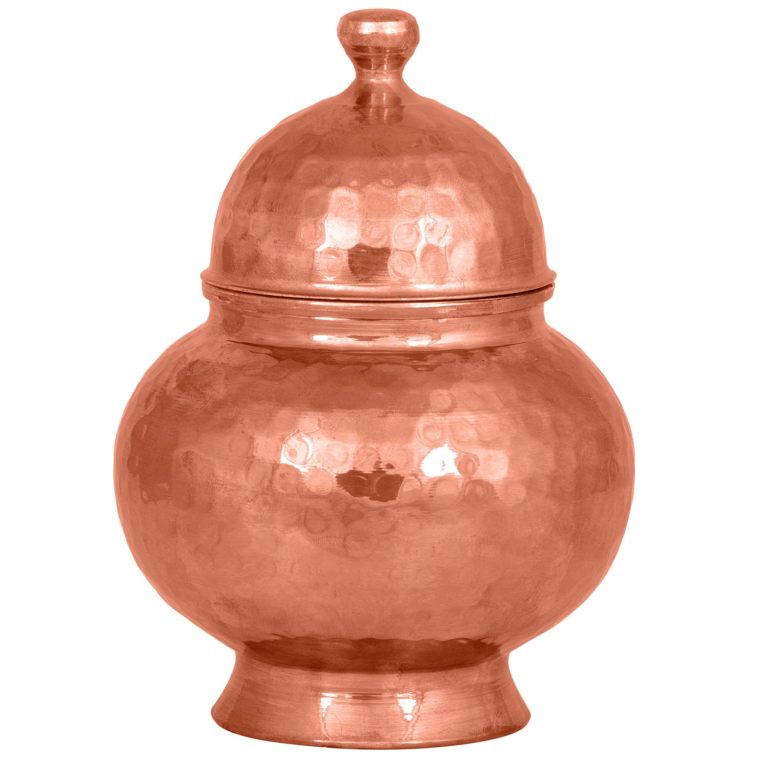 Decorative Hammered Copper Jar with Lid - Use as a Centerpiece, Storage, Serving Dish, Candy Buffet Display or Apothecary Jar. 6 1/2 inches Tall