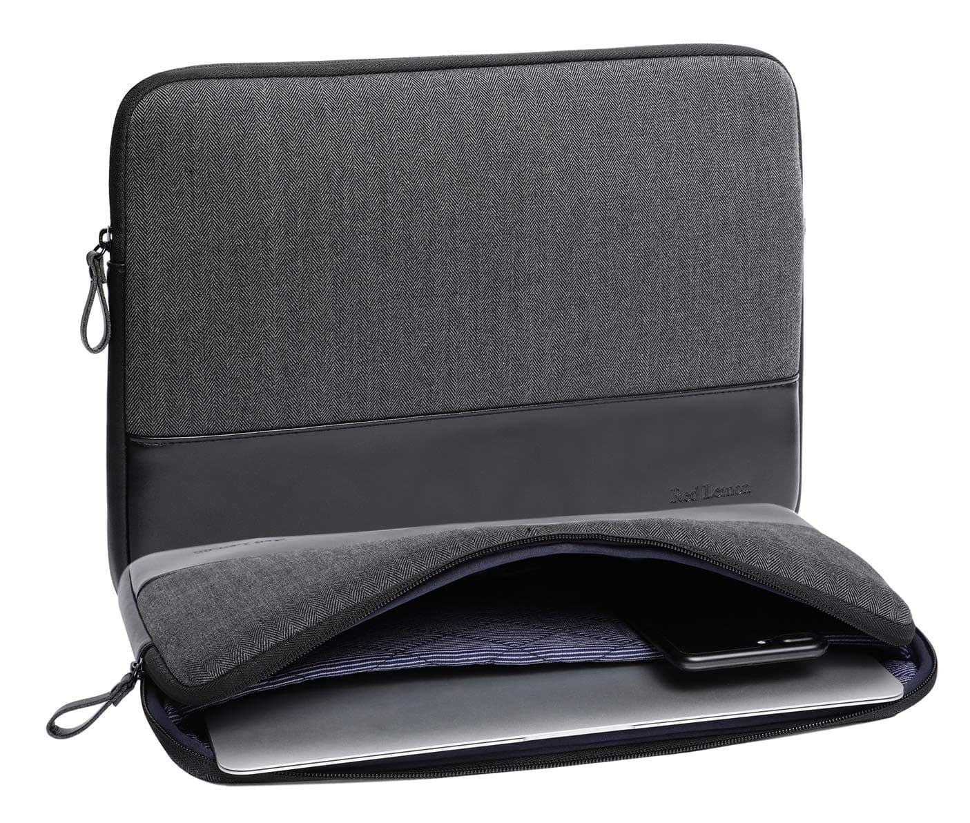 Red Lemon MC Sleeves Waterproof Oxford Exterior with Soft Velvety Interior 360° Protective Sleeve Bag Pouch Carry Case for 13.3" 13" inch Laptops, MacBook (Premium Black)