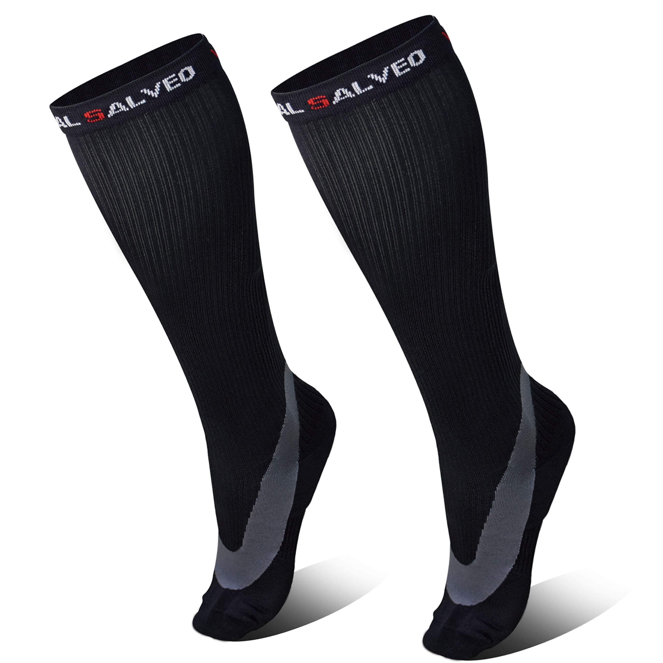Vital Salveo- Athletic Germanium 20-30mmHg Arch Support Compression Socks for Running, Traveling, Calf Soreness and Varicose Veins(One Pair)(Large)
