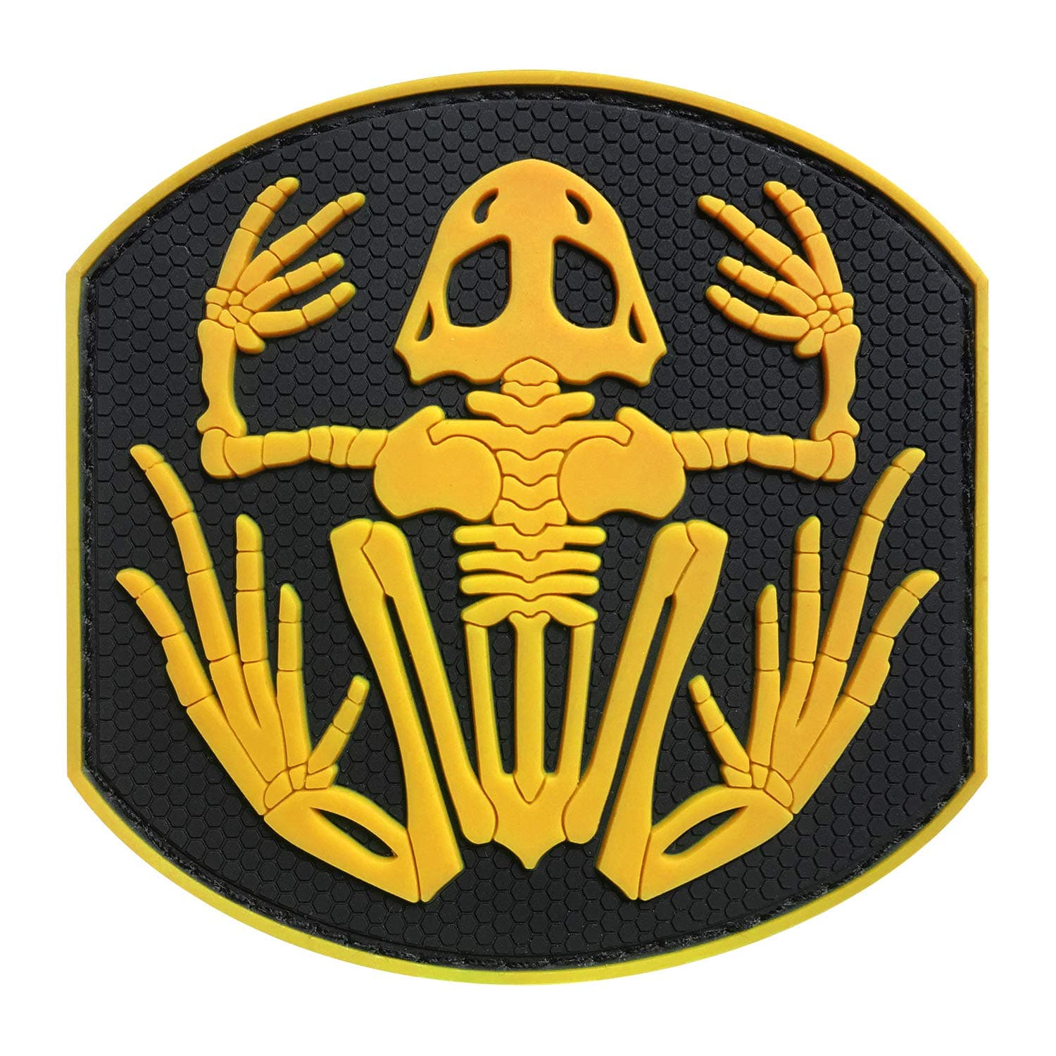 Seals Bone Frog Skull Skeleton 3D PVC Rubber Morale Hook Patch (Yellow)